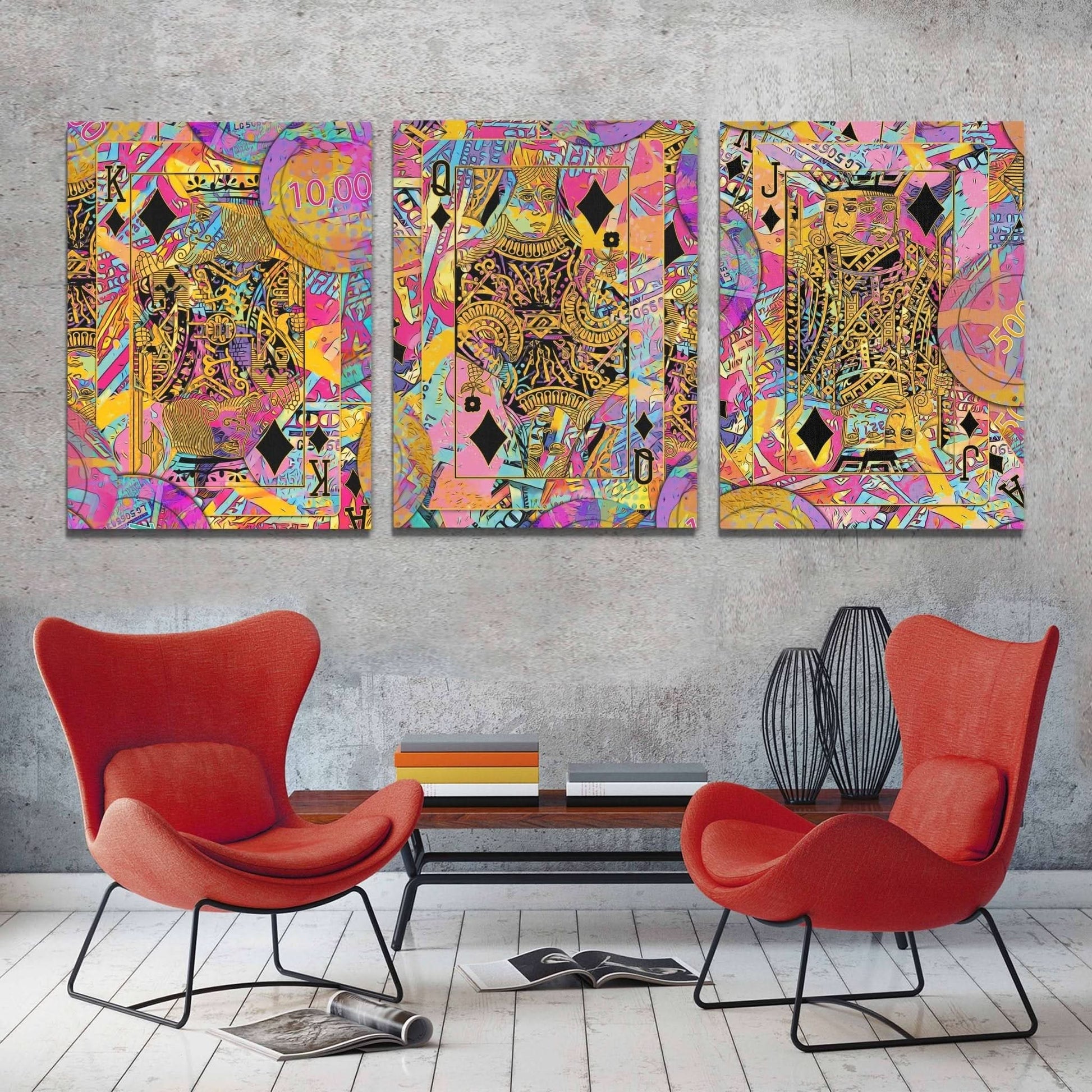 Diamond Royalty 3 Piece Set - Card Art for Game Room