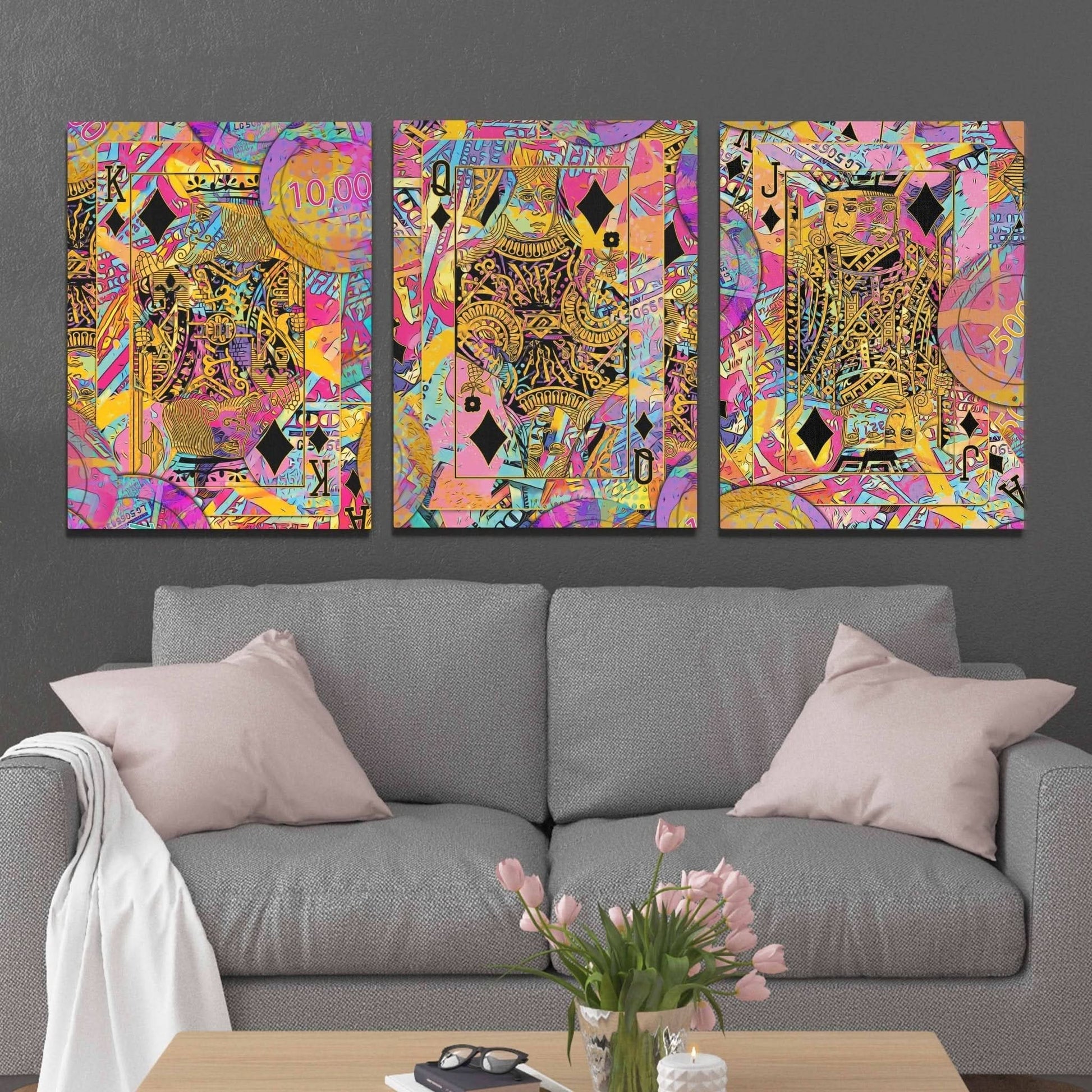 Diamond Royalty 3 Piece Set - Oversized Card Canvas Wall Art