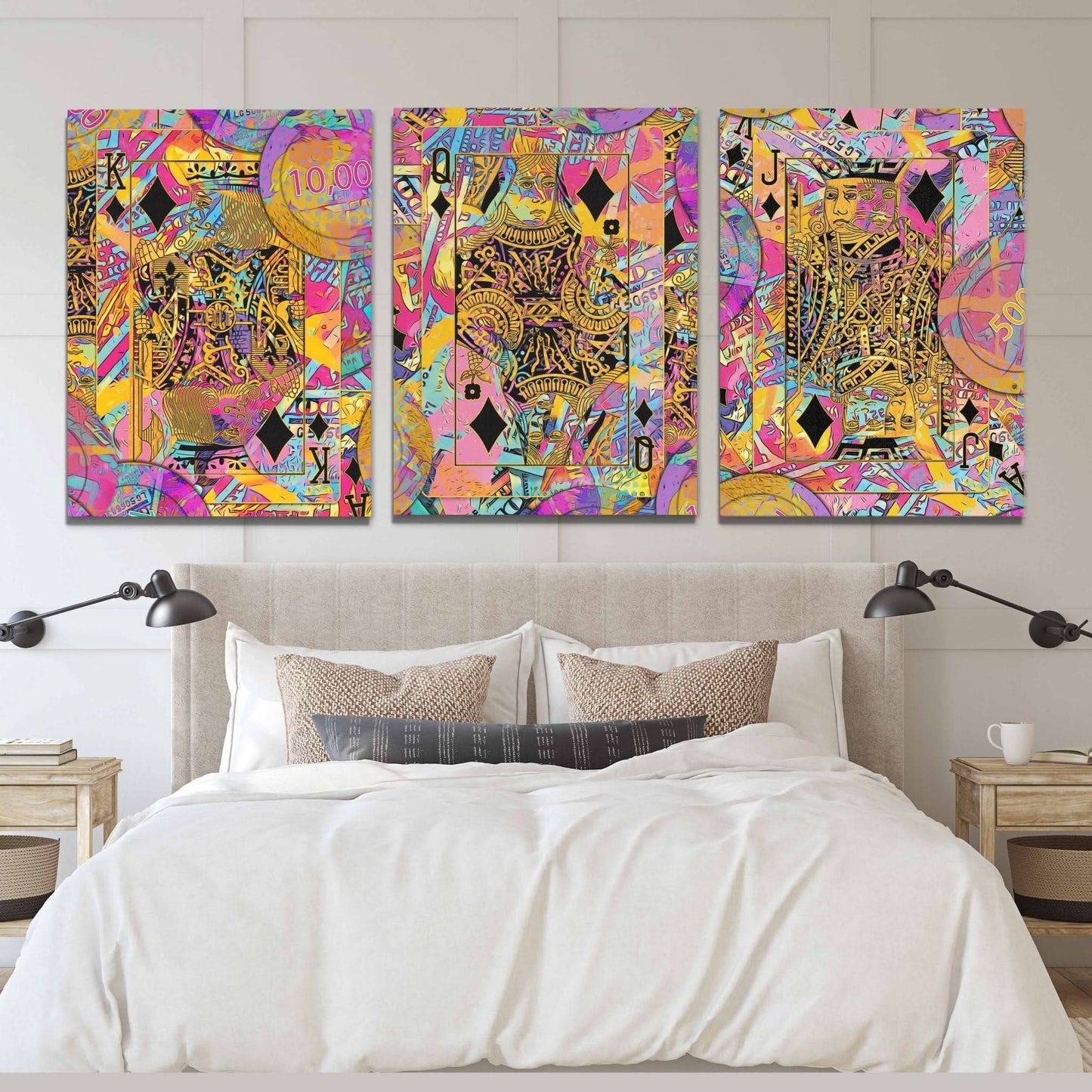 Diamond Royalty 3 Piece Set - Pink Poker Canvas Print