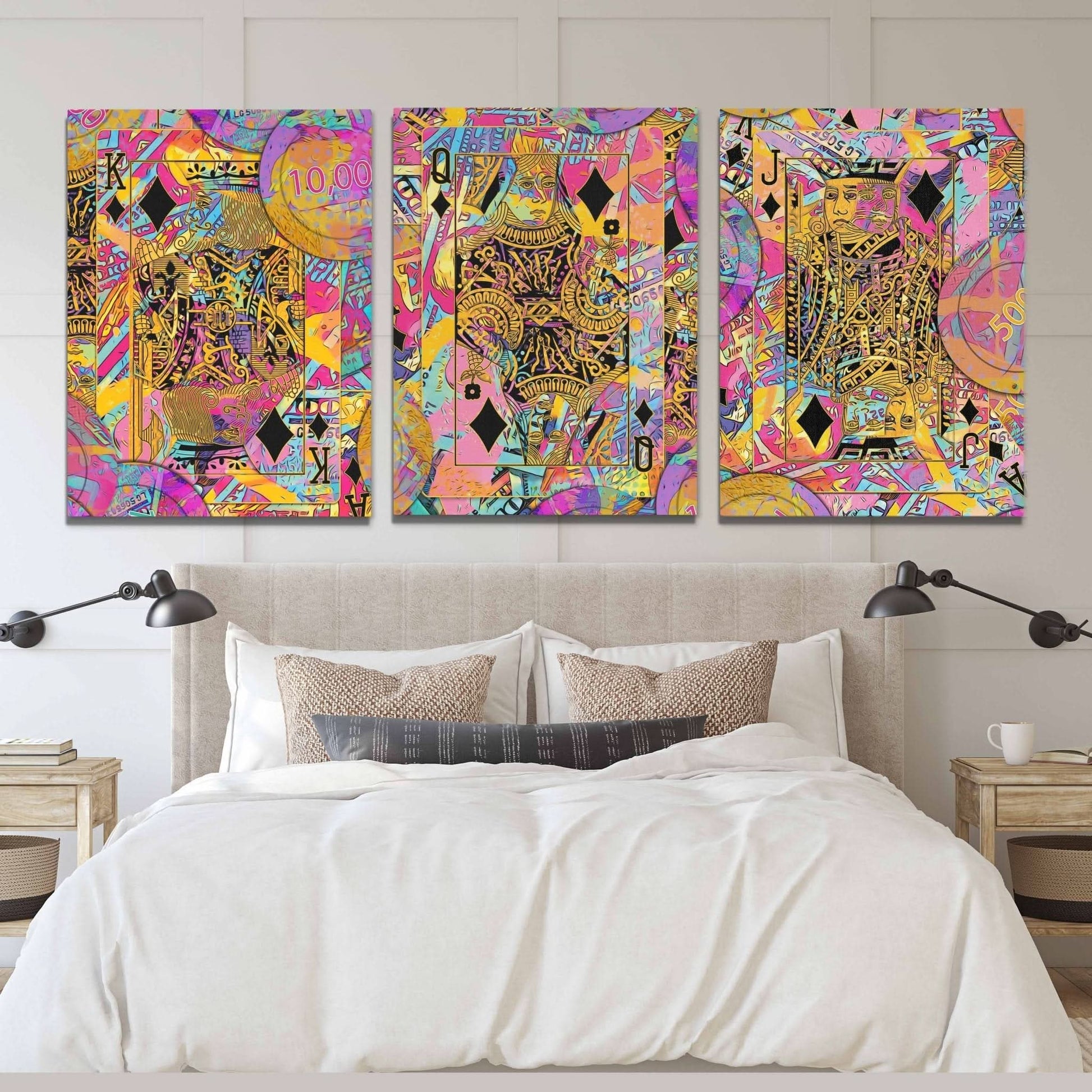 Diamond Royalty 3 Piece Set - Pink Poker Canvas Print