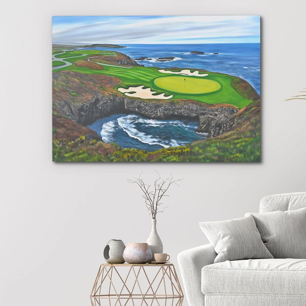Difficult Par 4 - Blue Golf Canvas Print