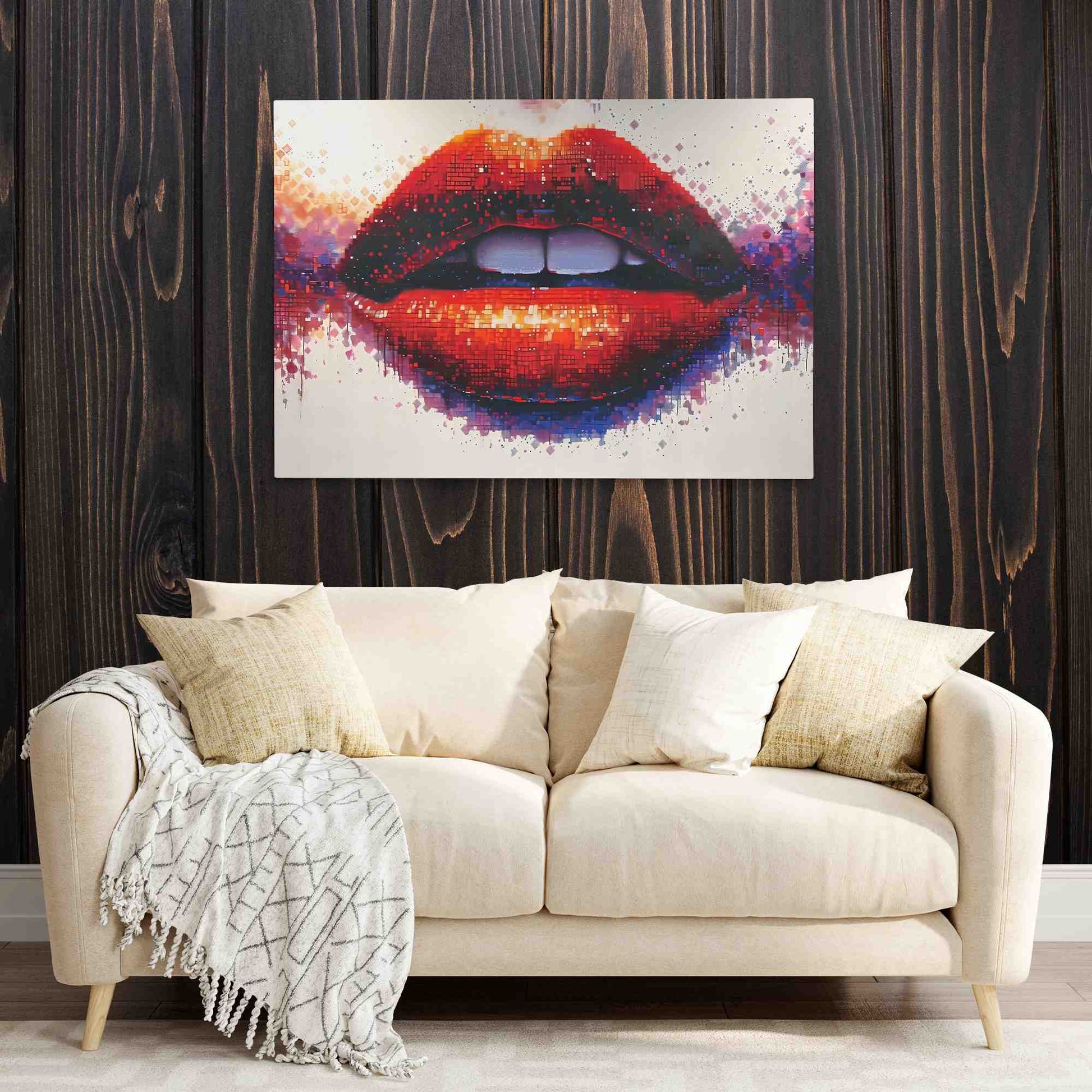 Digital Kiss - Red Canvas Wall Art