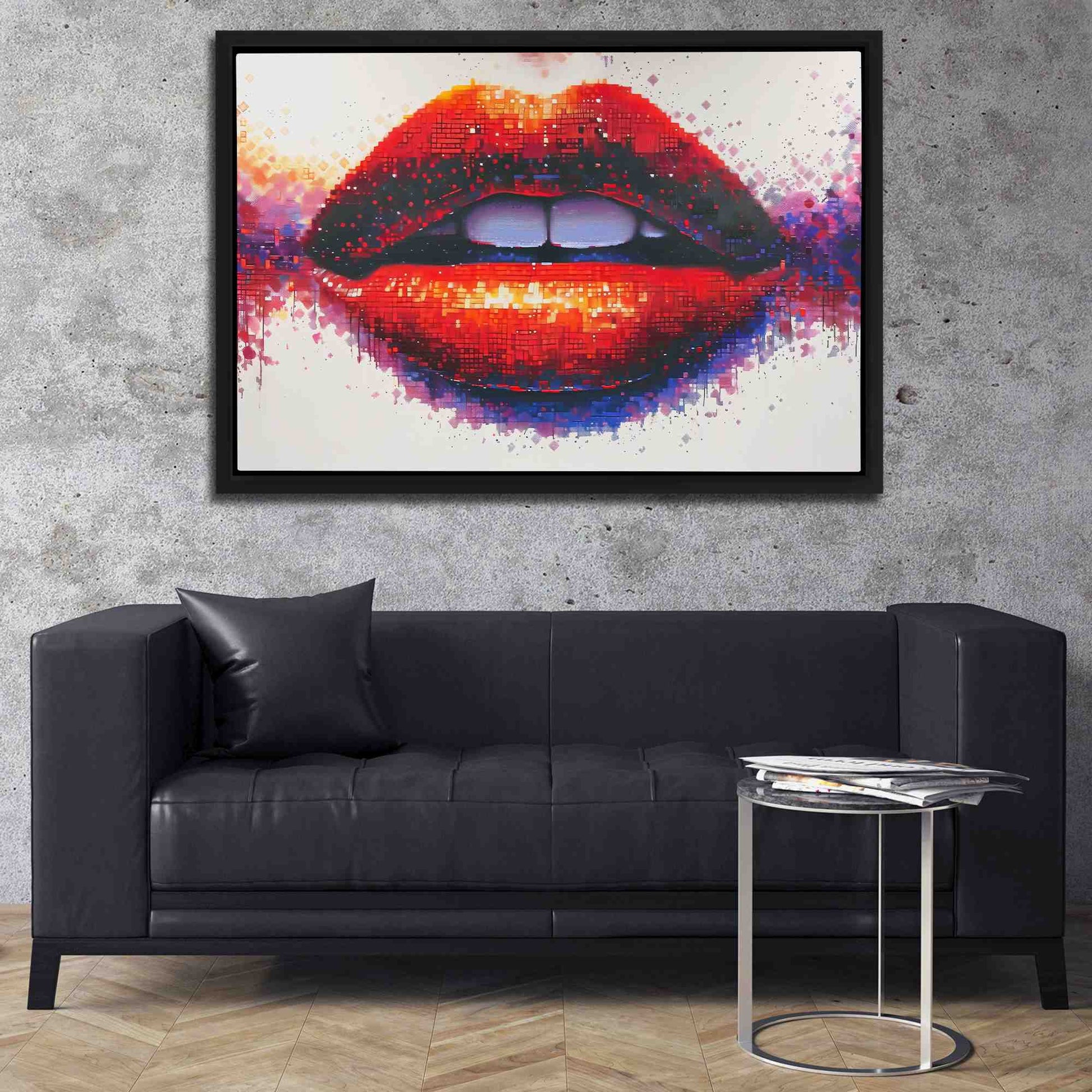 Digital Kiss - Wall Art in Black Frame