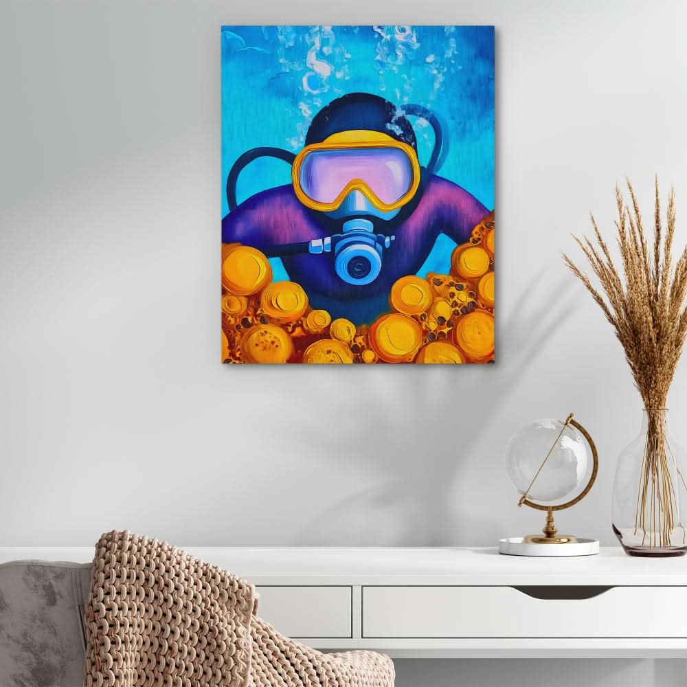 Dive into the Blue - Contemporary Colorful Canvas Wall Art