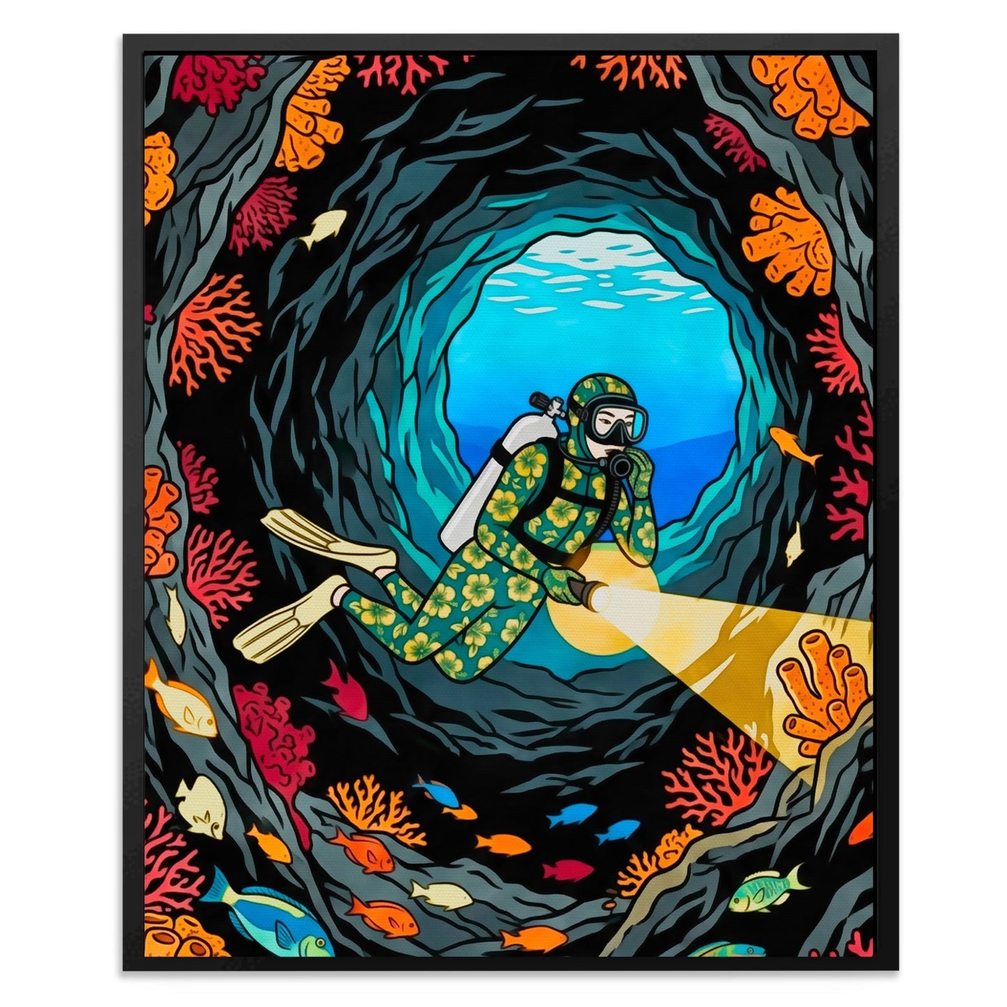 Diver Coral Cavern