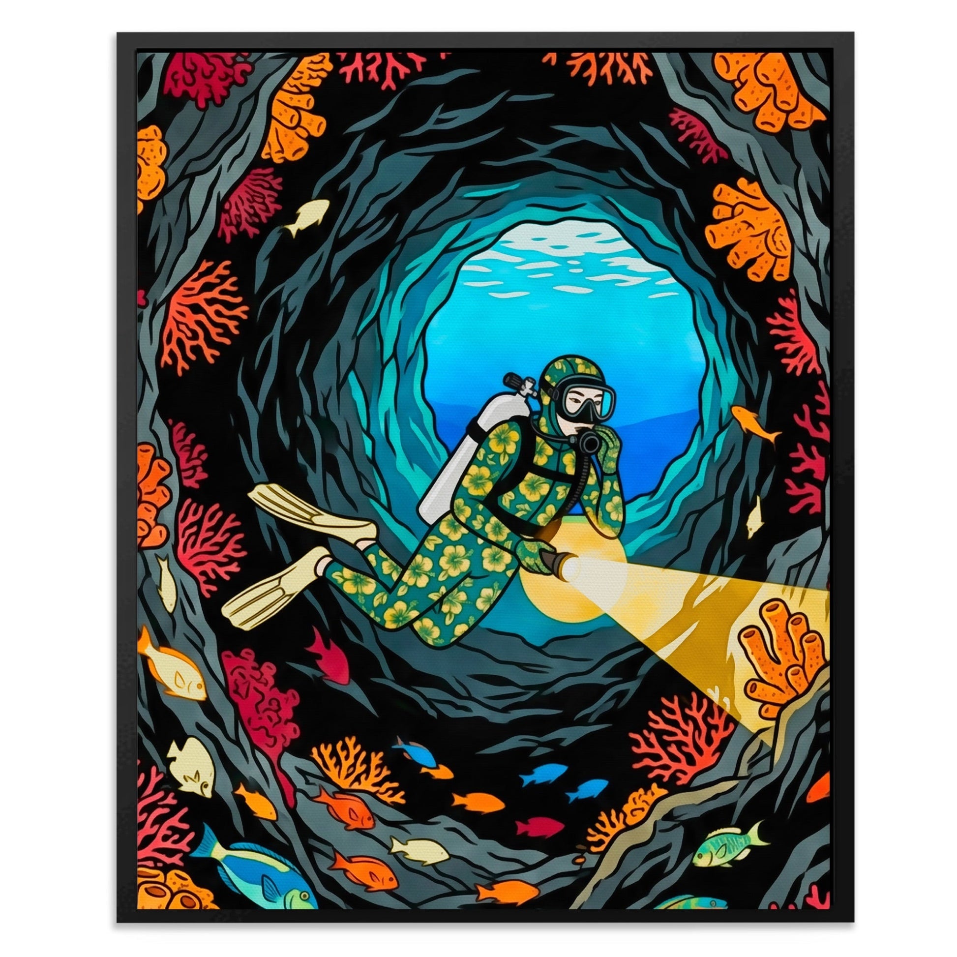 Diver Coral Cavern
