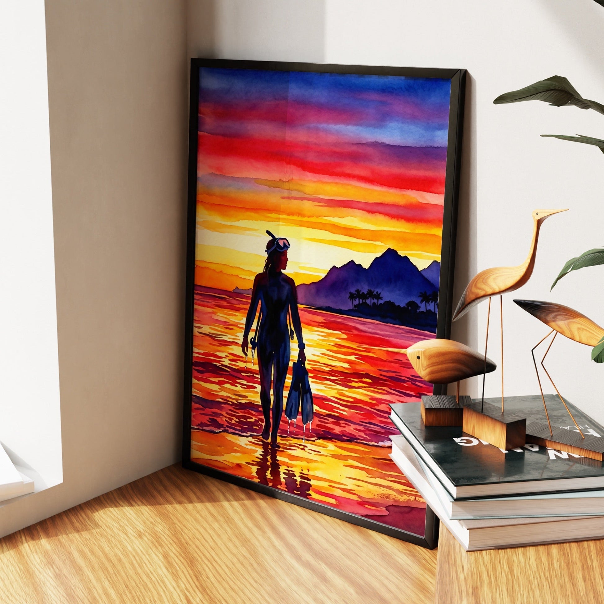 Diver Golden Sunset