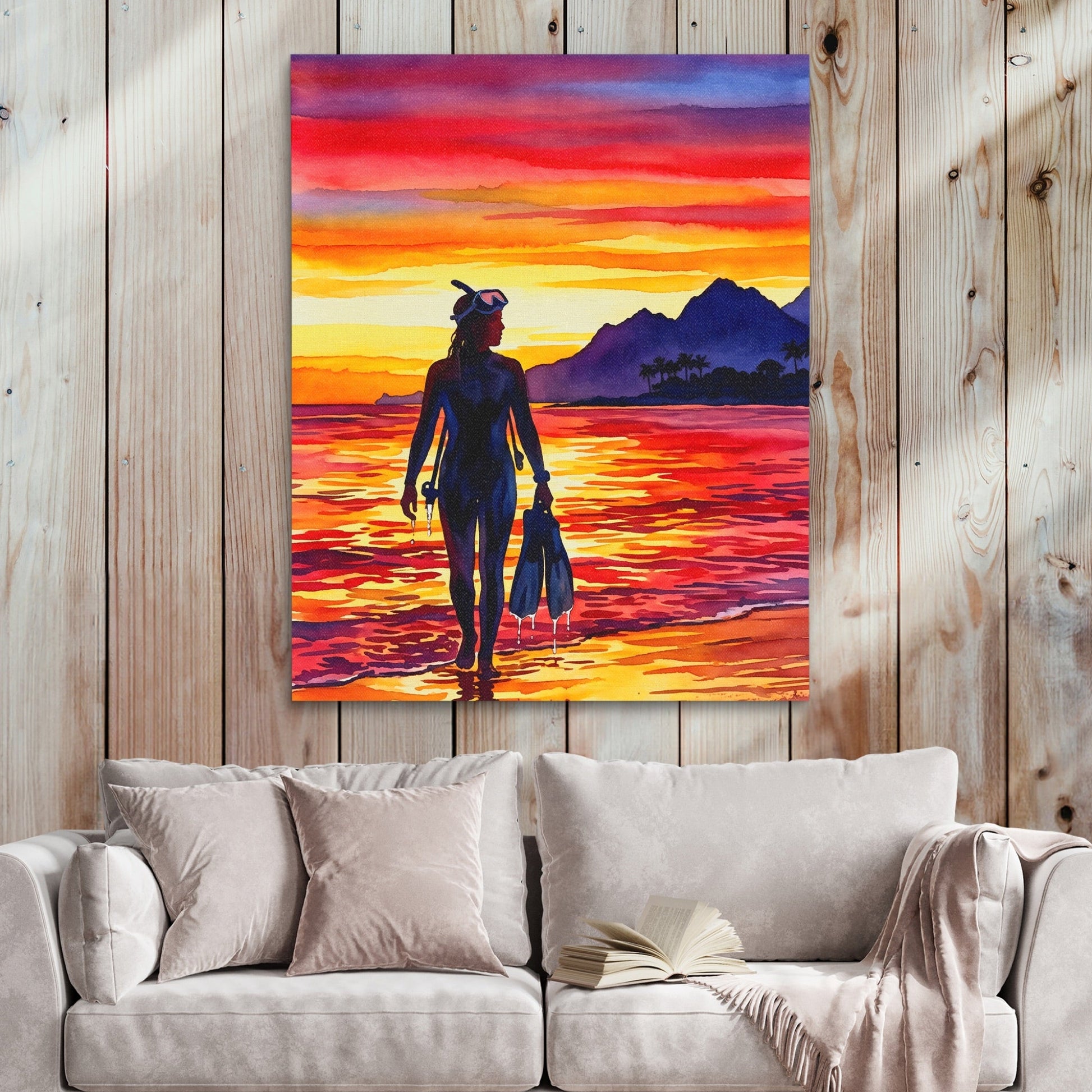 Diver Golden Sunset