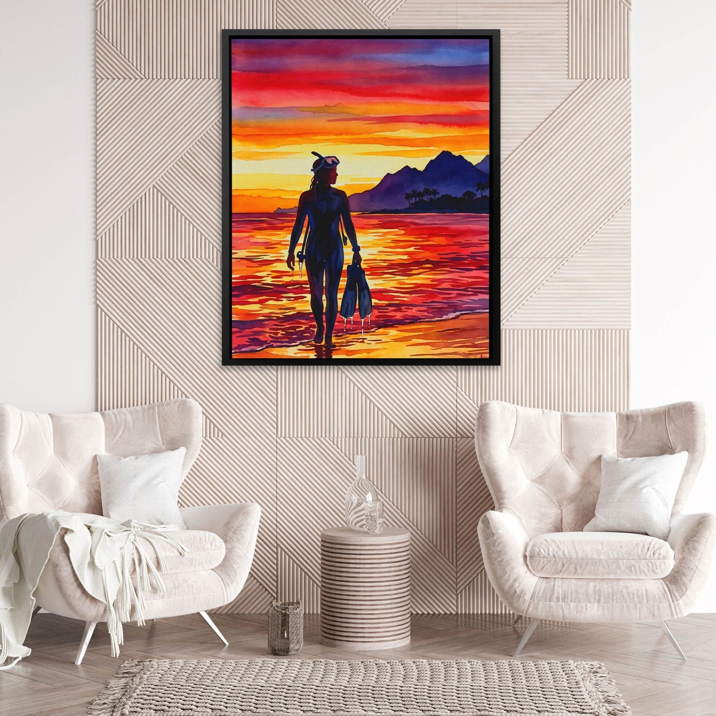 Diver Golden Sunset