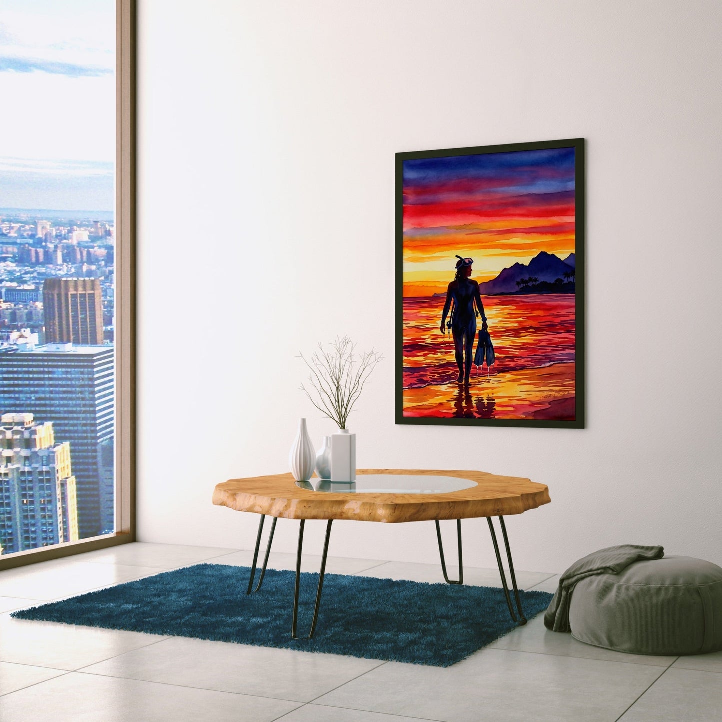 Diver Golden Sunset