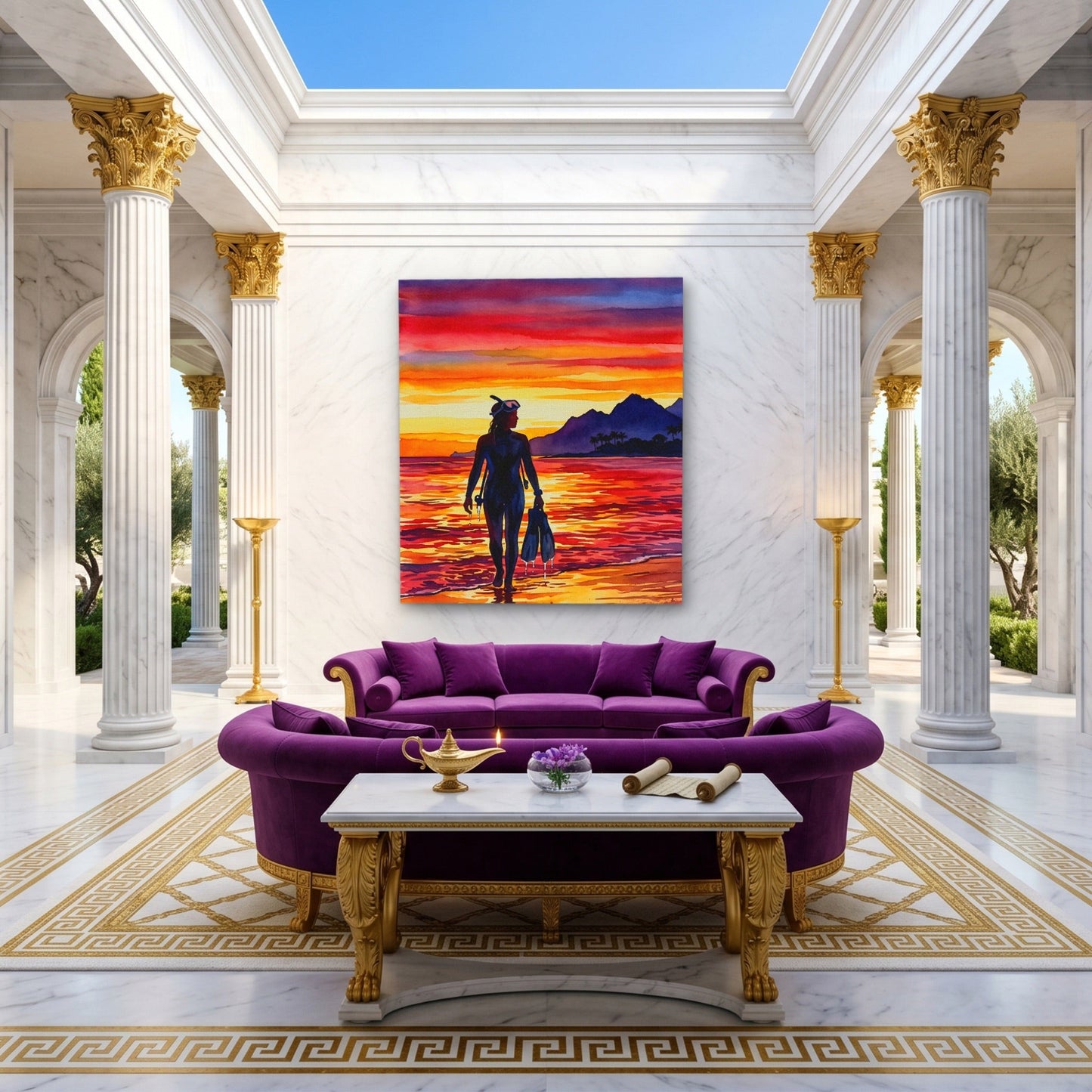 Diver Golden Sunset