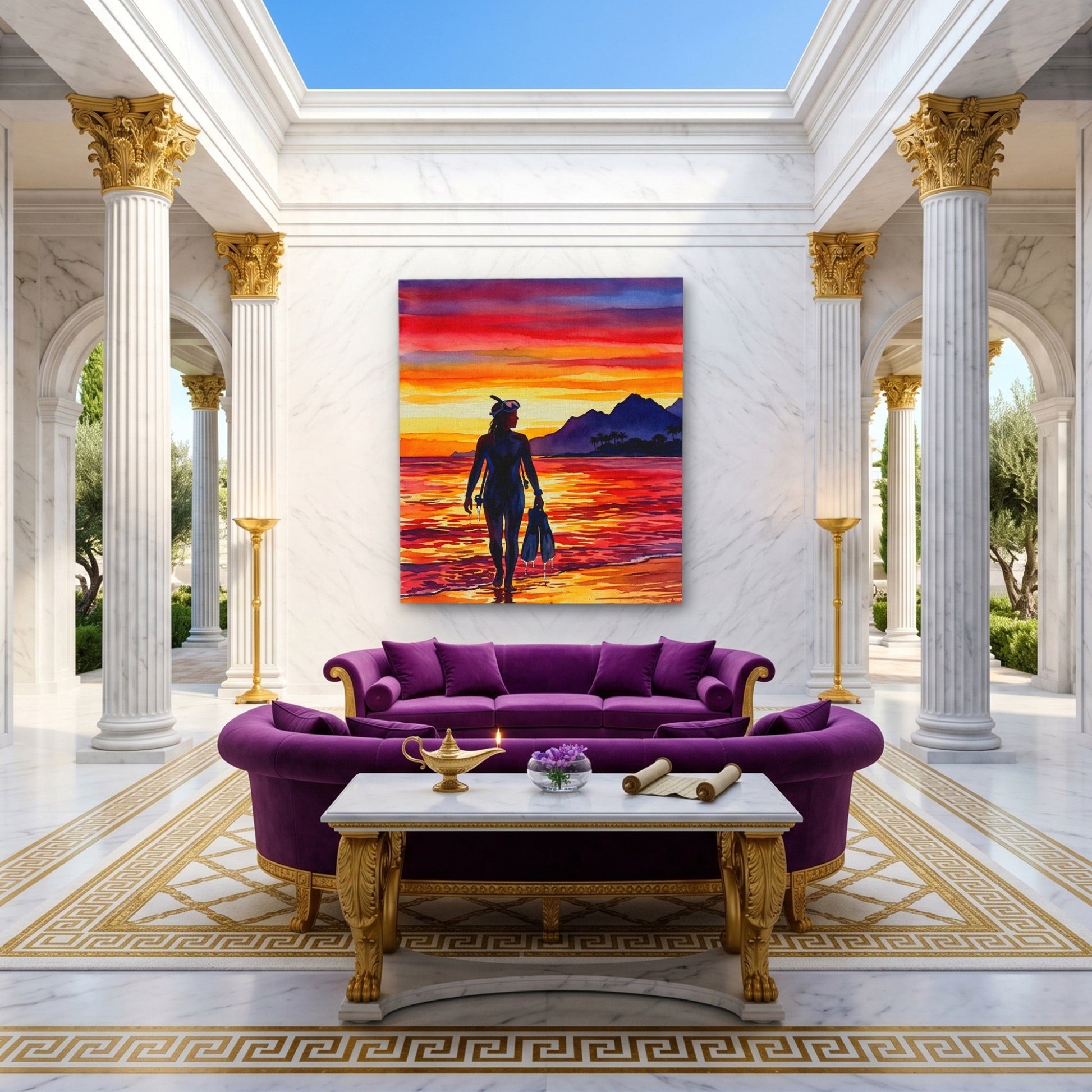 Diver Golden Sunset