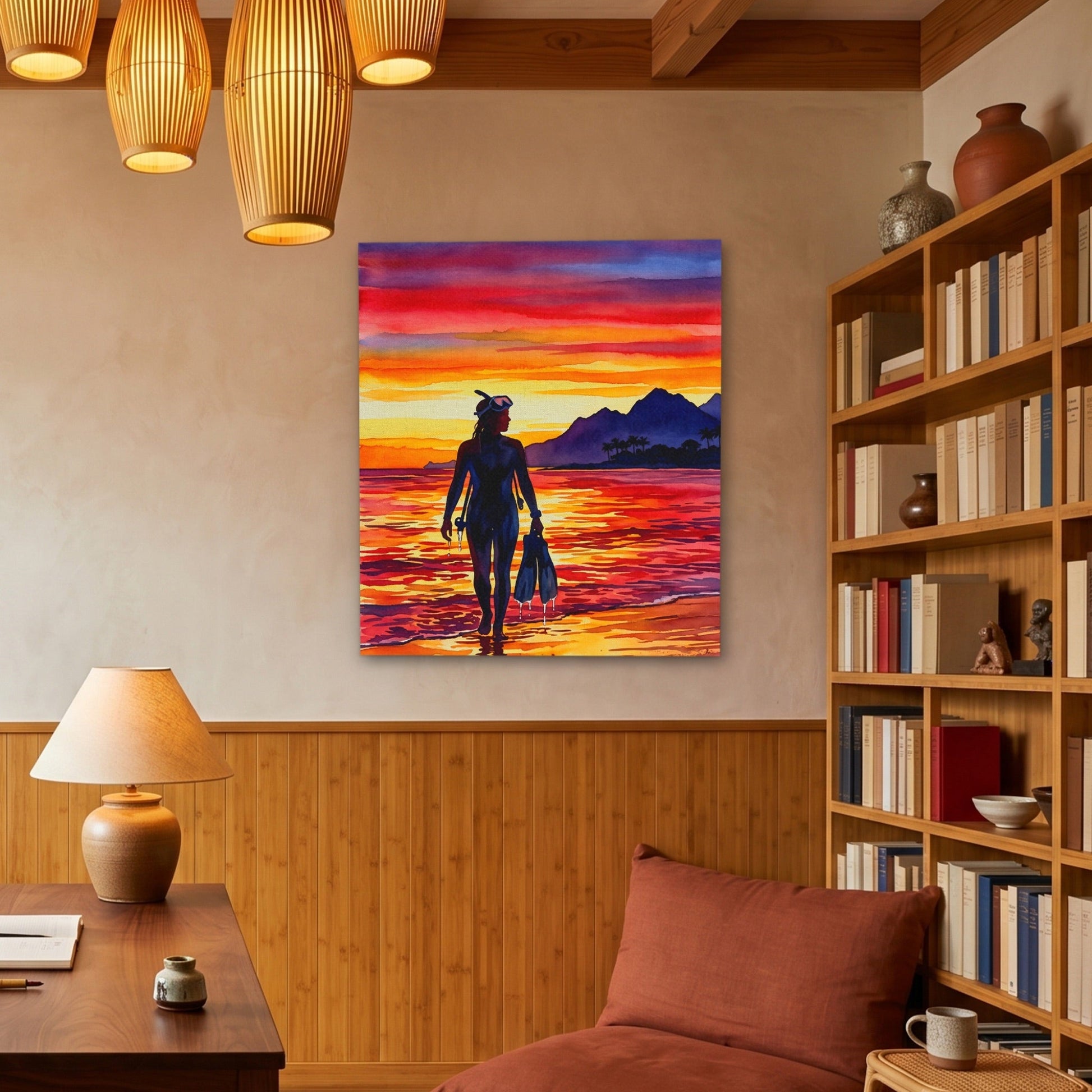 Diver Golden Sunset