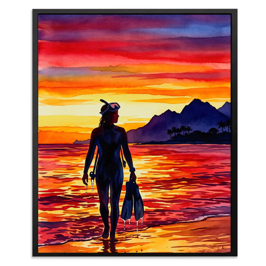 Diver Golden Sunset