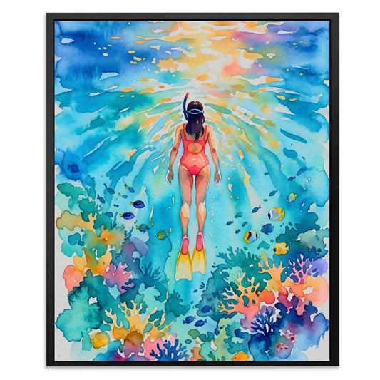 Diver Watercolor Reef