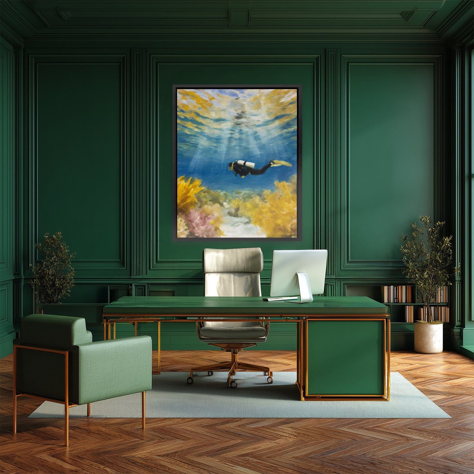 Diver's Coral Depths - Luxury Wall Art