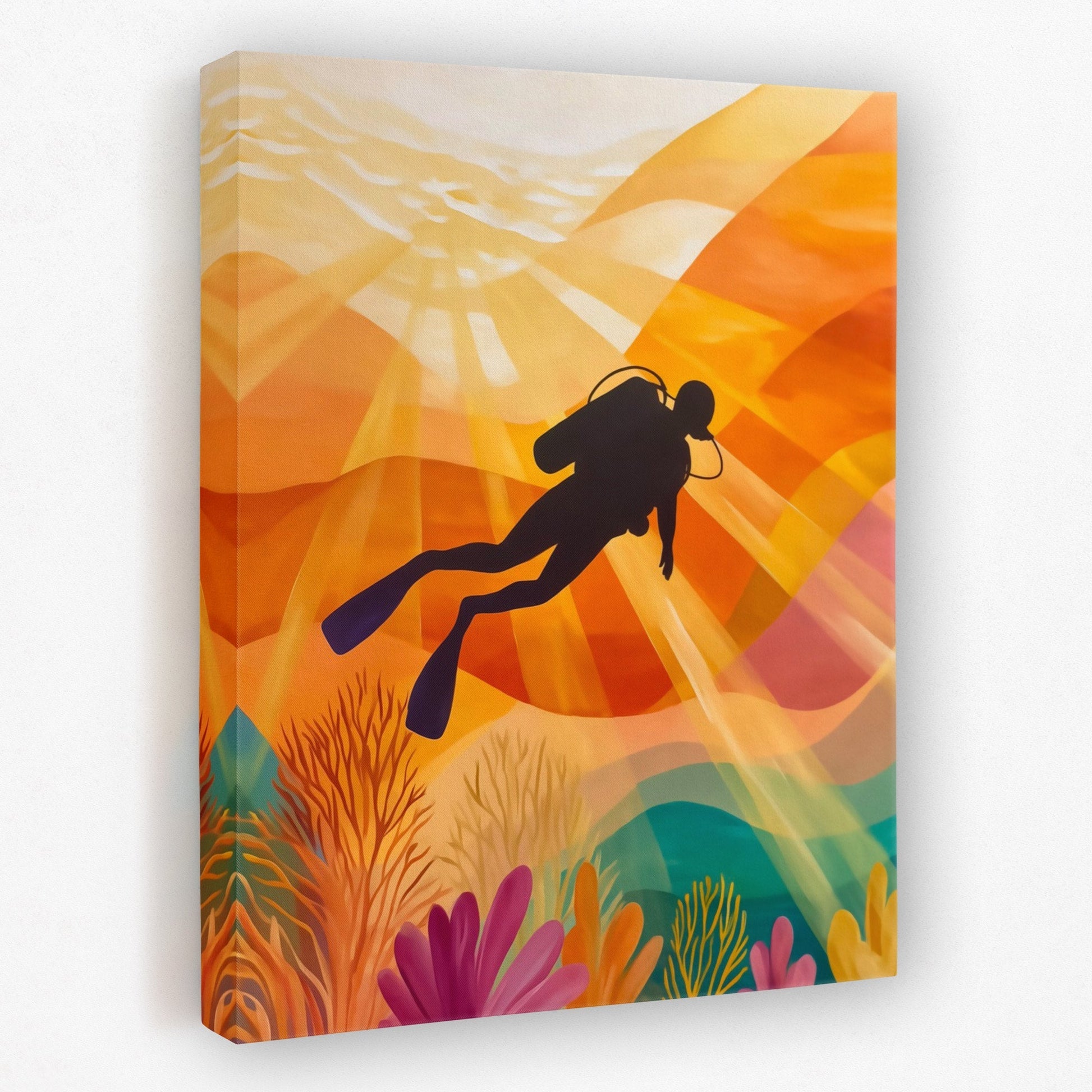 Diver's Golden Descent II - Luxury Wall Art