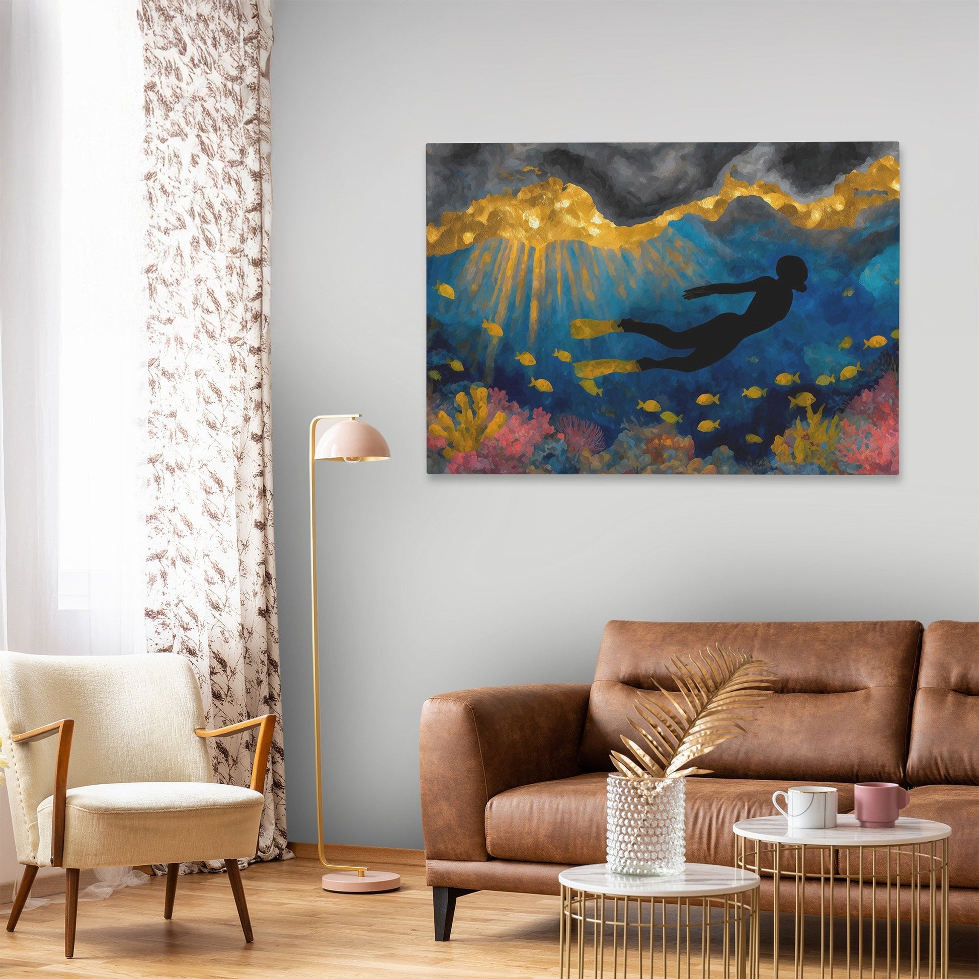 Divers Golden Reef - Luxury Wall Art