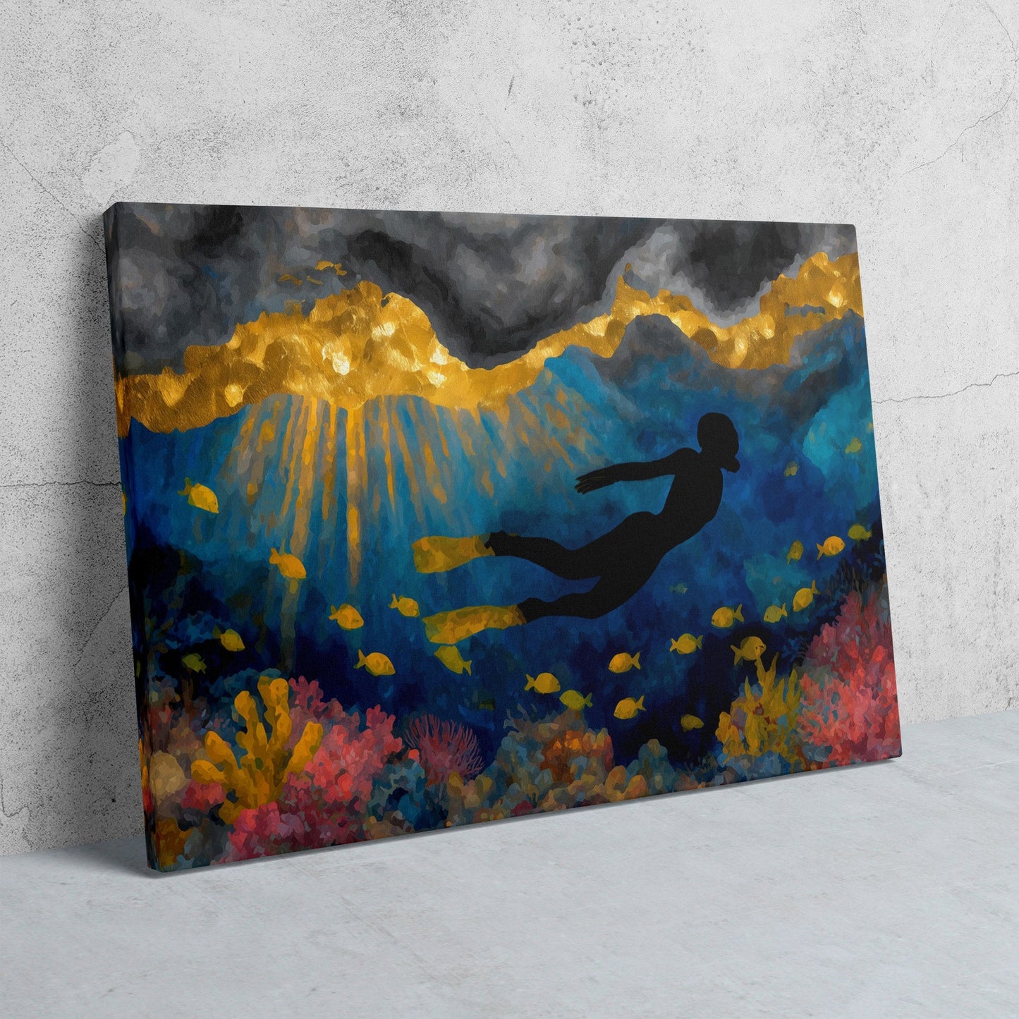 Divers Golden Reef - Luxury Wall Art
