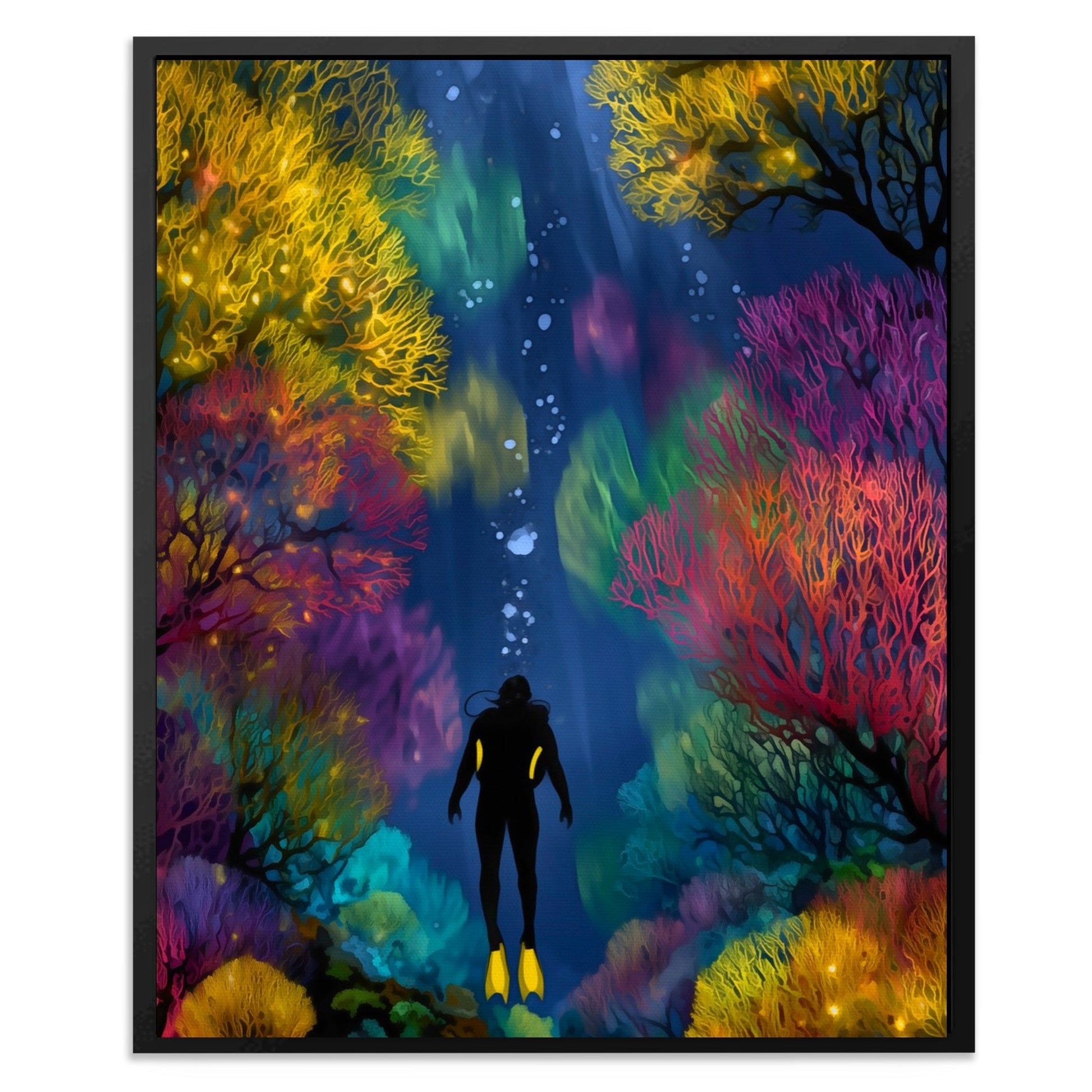 Diver's Luminous Garden - Luxury Wall Art