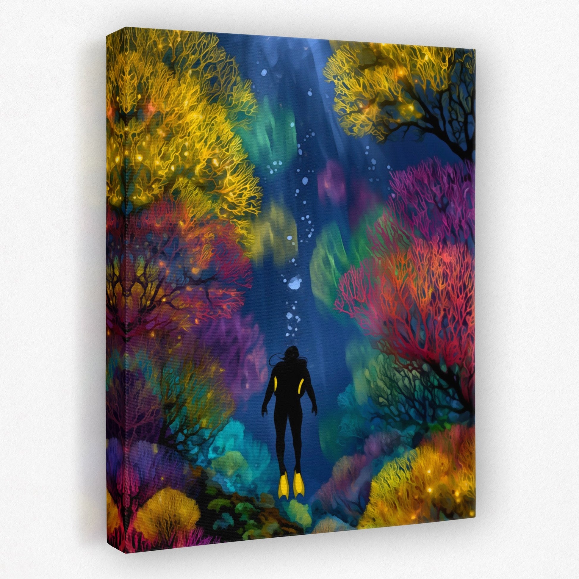 Diver's Luminous Garden - Luxury Wall Art