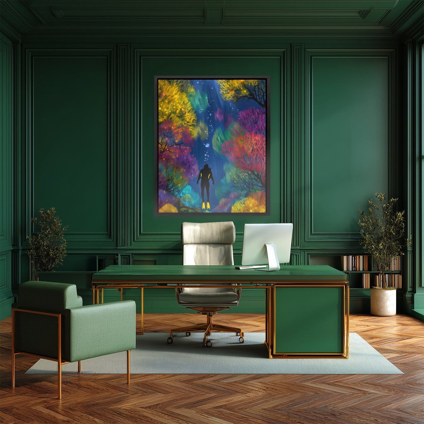 Diver's Luminous Garden - Luxury Wall Art