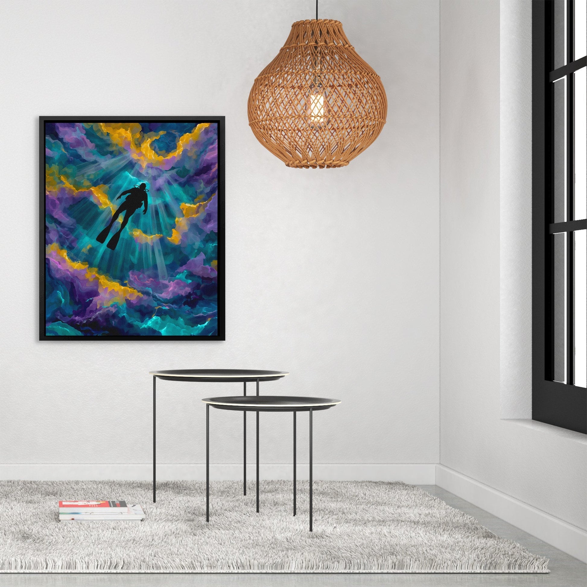 Diver's Teal Ascension - Luxury Wall Art