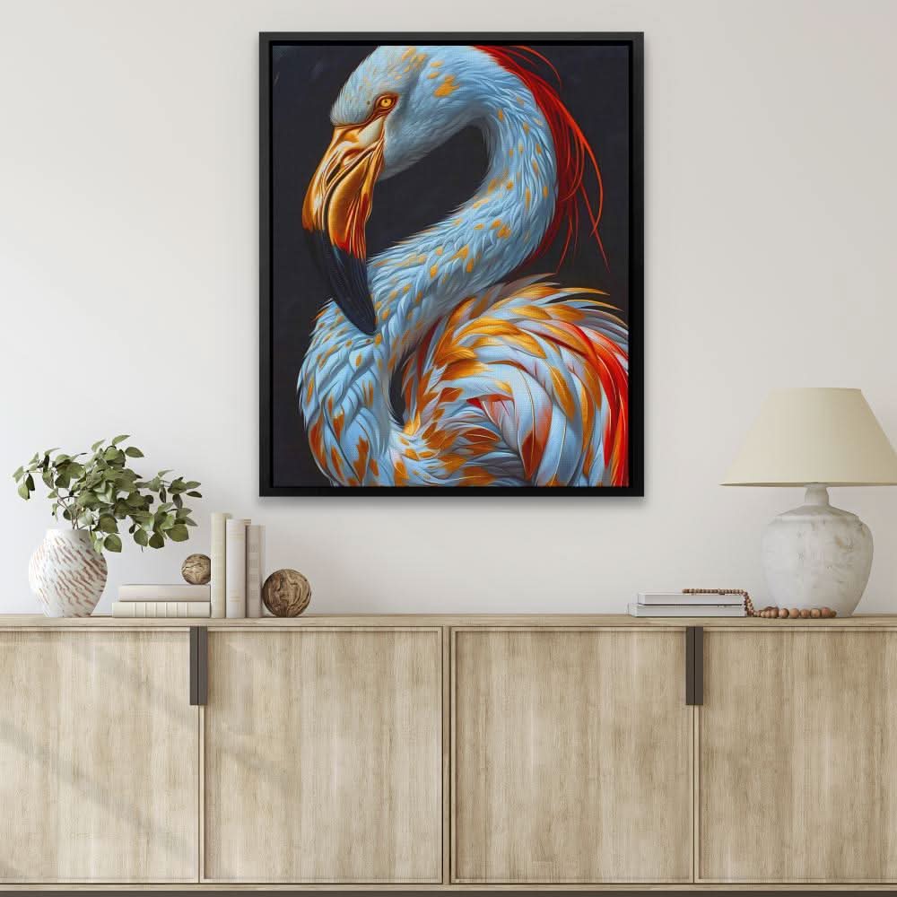 Divine Dance - Bird Wall Art in Black Frame
