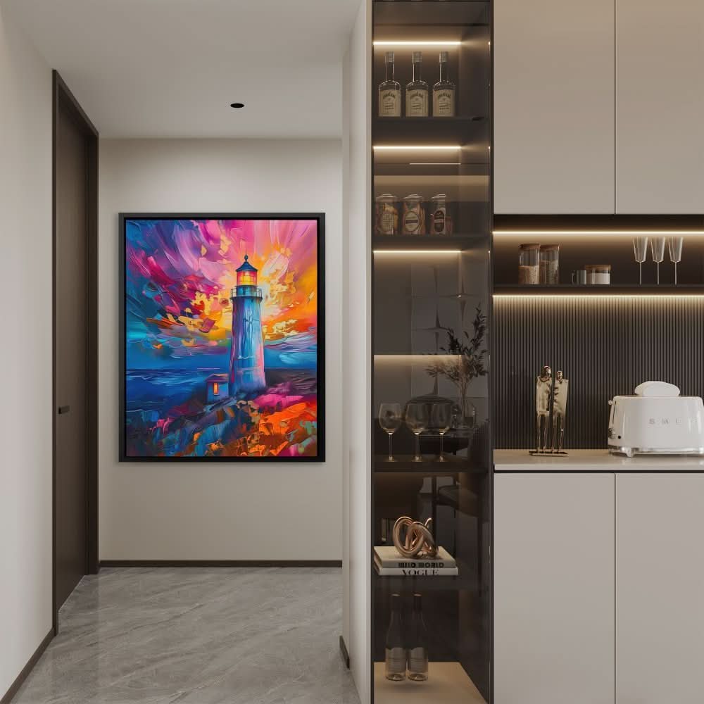 Divine Lighthouse - Contemporary Colorful Canvas Wall Art