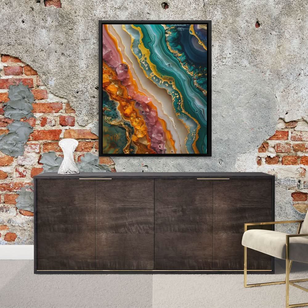 Divine Minerals - Geode Wall Art in Black Frame