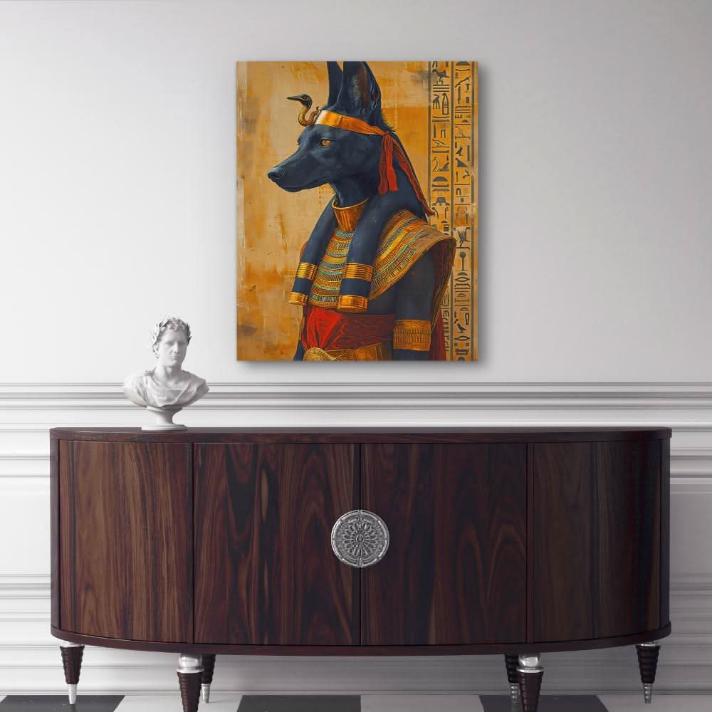 Divine Protector - Black and Gold Canine Canvas Print