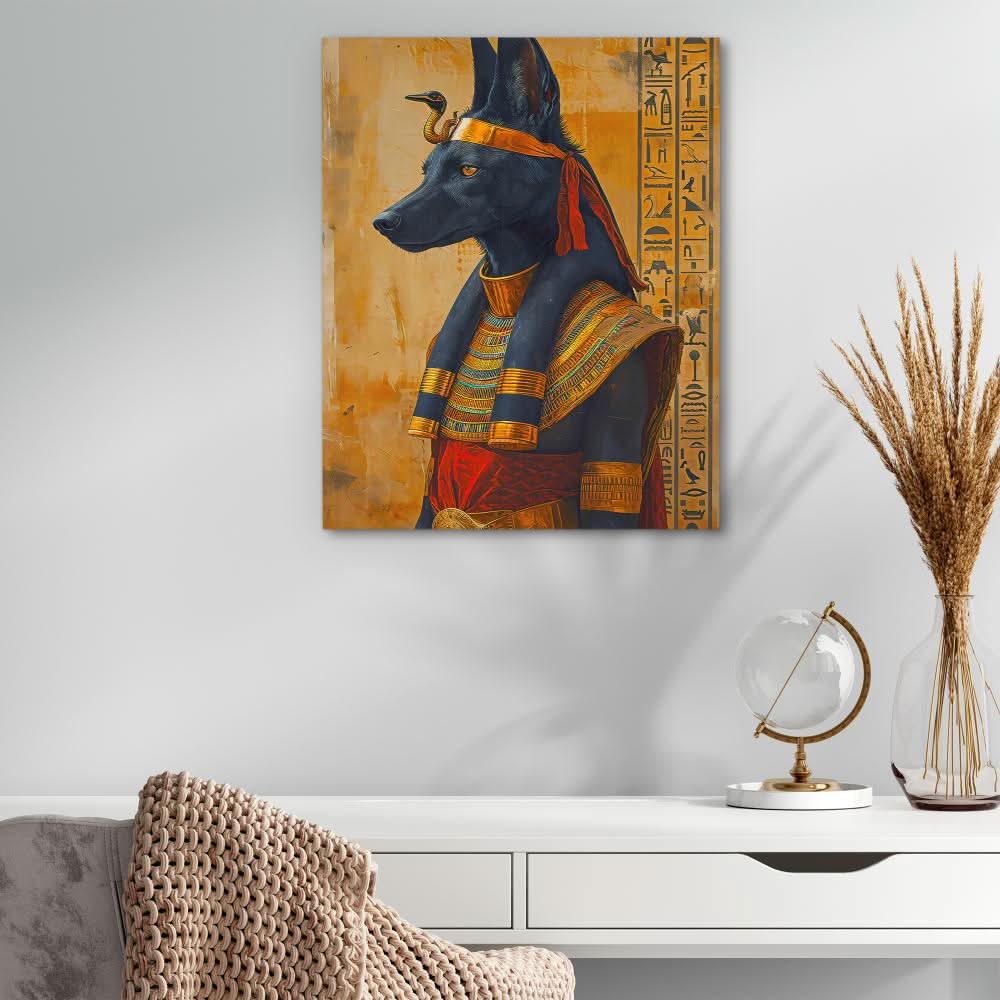 Divine Protector - Black and Gold Canvas Wall Art