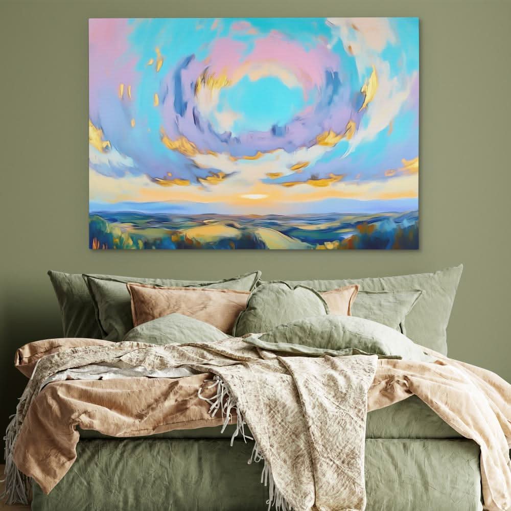 Divine Skies - Surrealism Wall Art in Black Frame