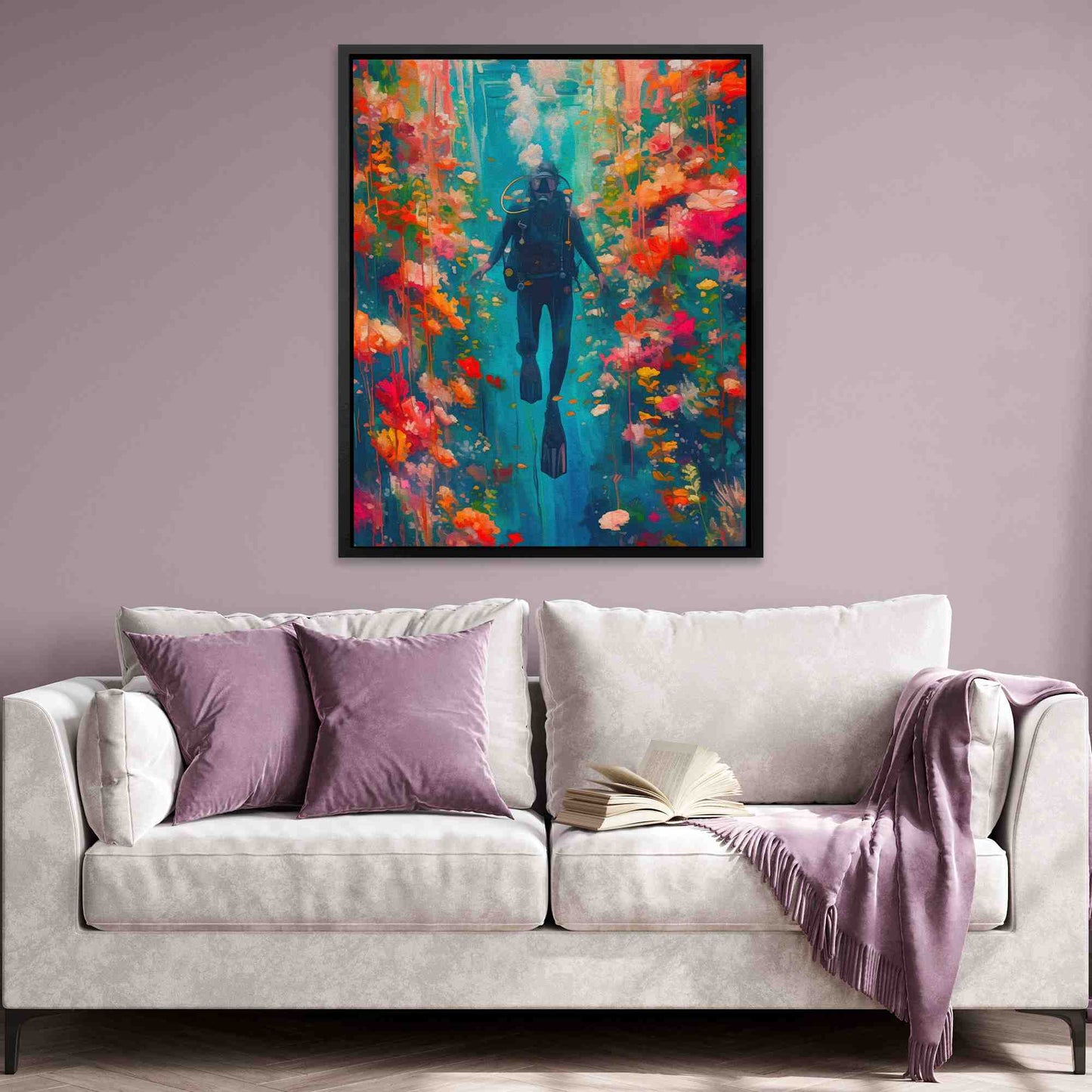 Diving in Life - Maximalist Colorful Canvas Wall Art