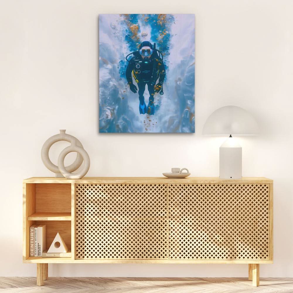 Diving into Eternity - Abstract Blue Canvas Wall Art