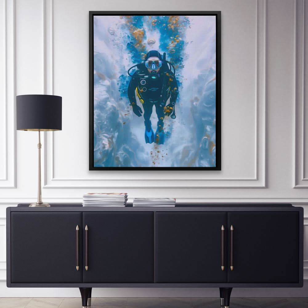 Diving into Eternity - Diving Wall Art in Black Frame