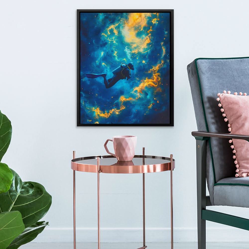 Diving into the Abyss - Blue Wall Art for Living Room