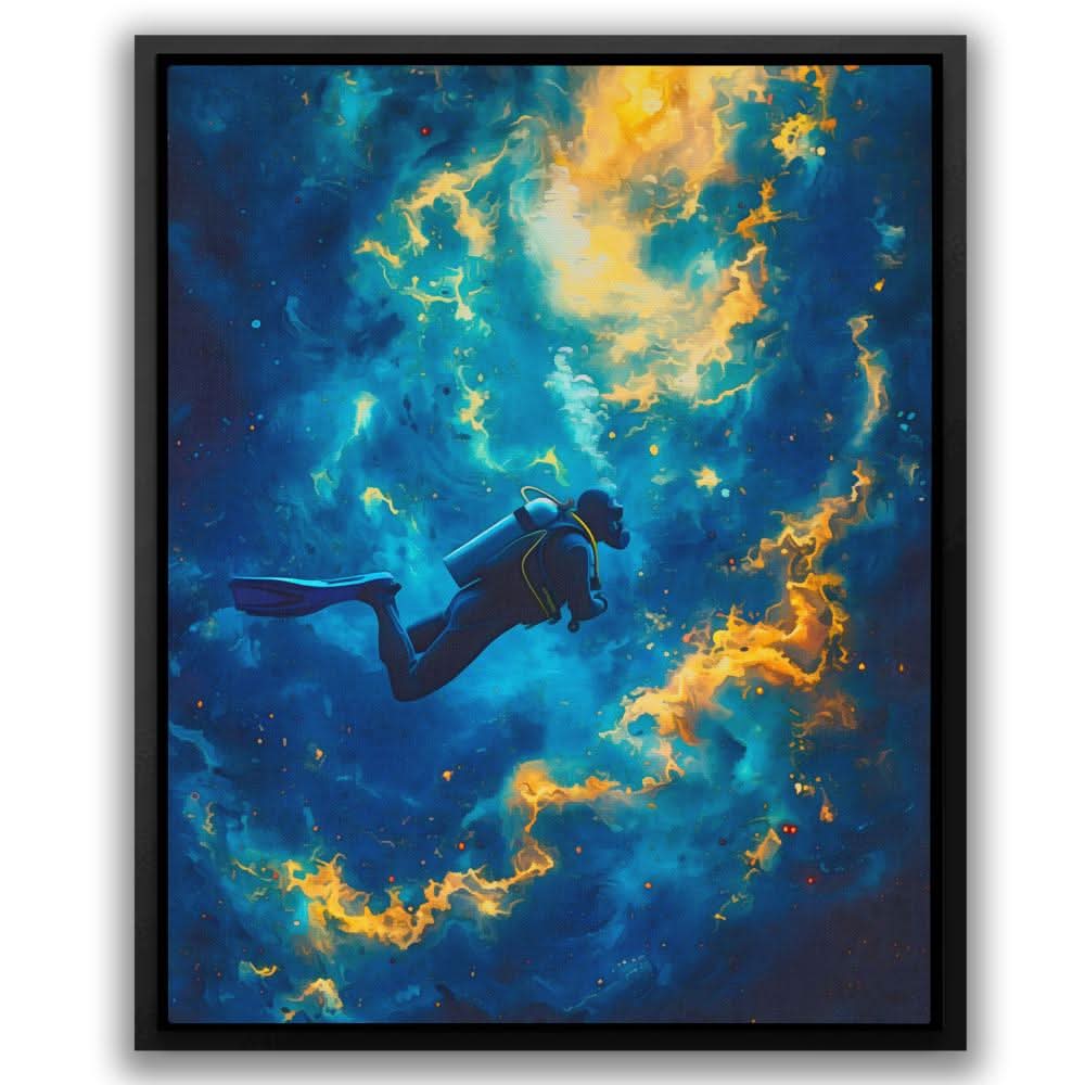 Diving into the Abyss - Blue Diving Canvas Print