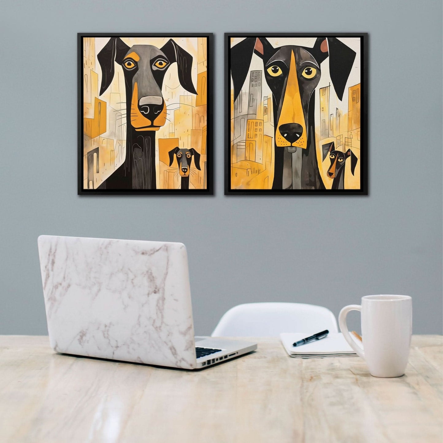 Doberman Pack Canvas (2) Set - Large Canvas Print