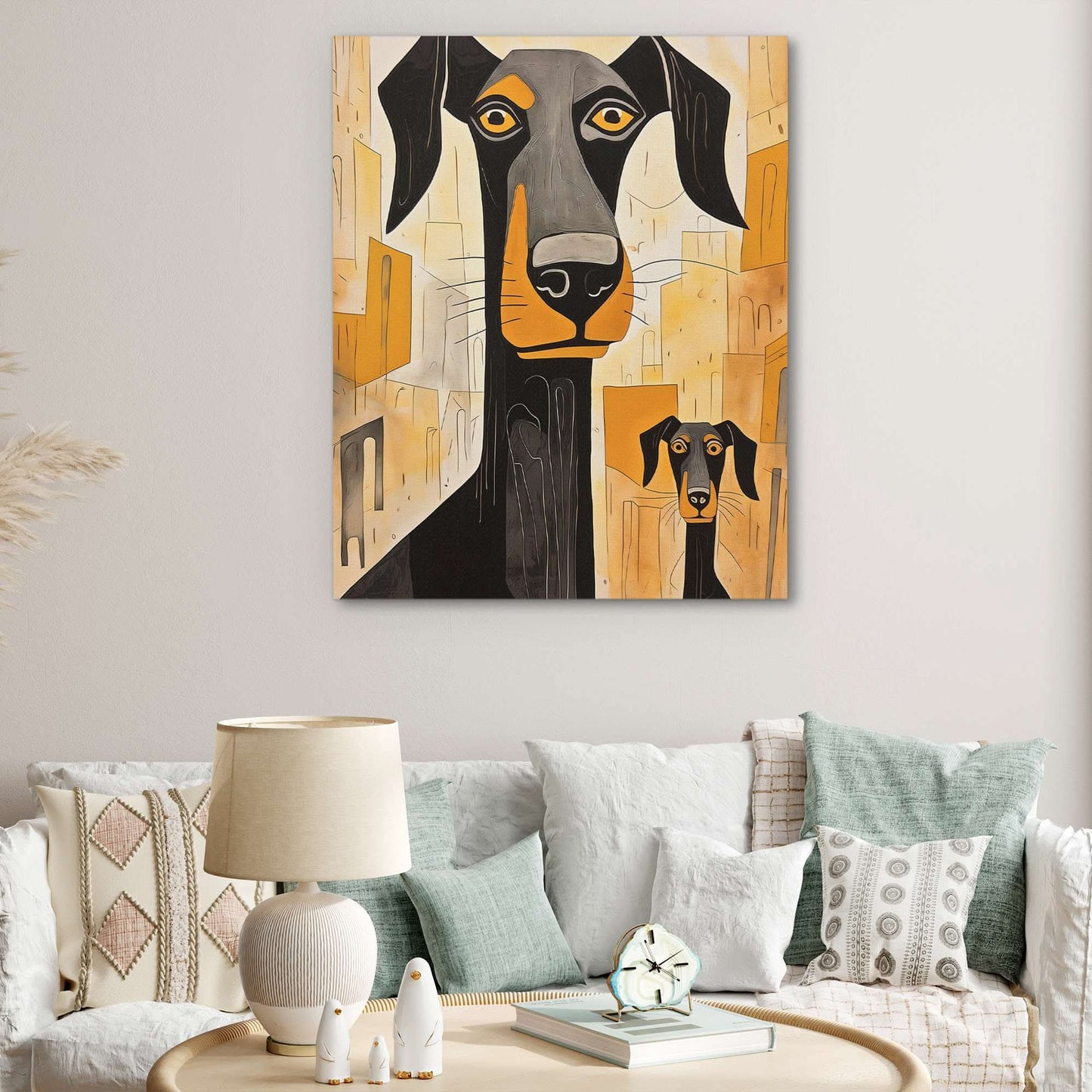 Doberman's Love - Large Canvas Print
