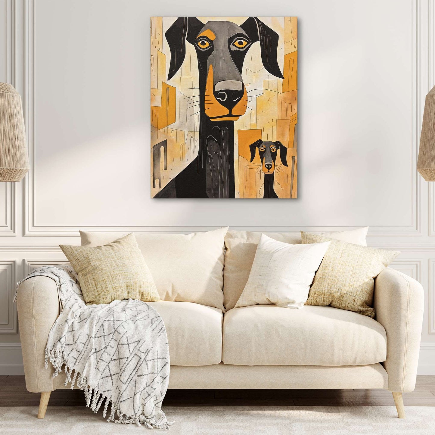 Doberman's Love - Doberman Wall Art in Black Frame