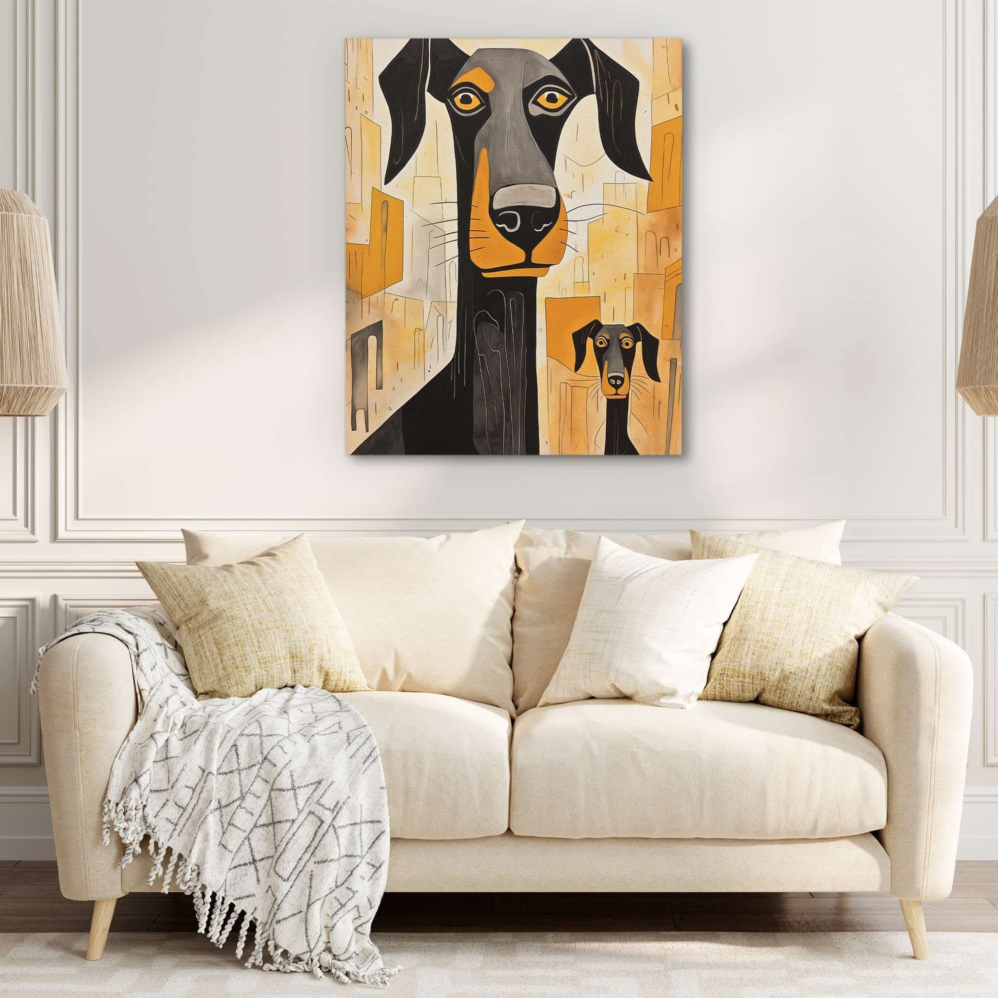 Doberman's Love - Doberman Wall Art in Black Frame