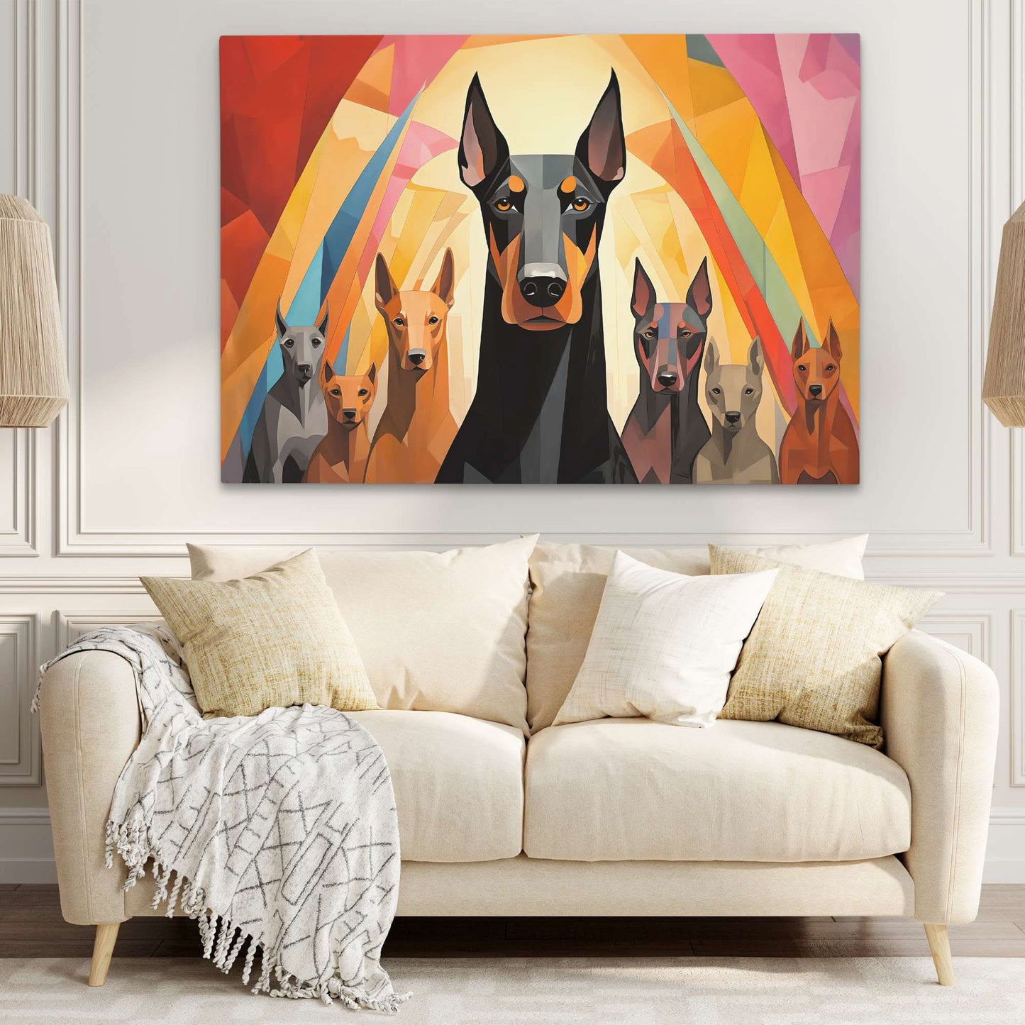 Doberman's On Duty - Doberman Wall Art in Black Frame