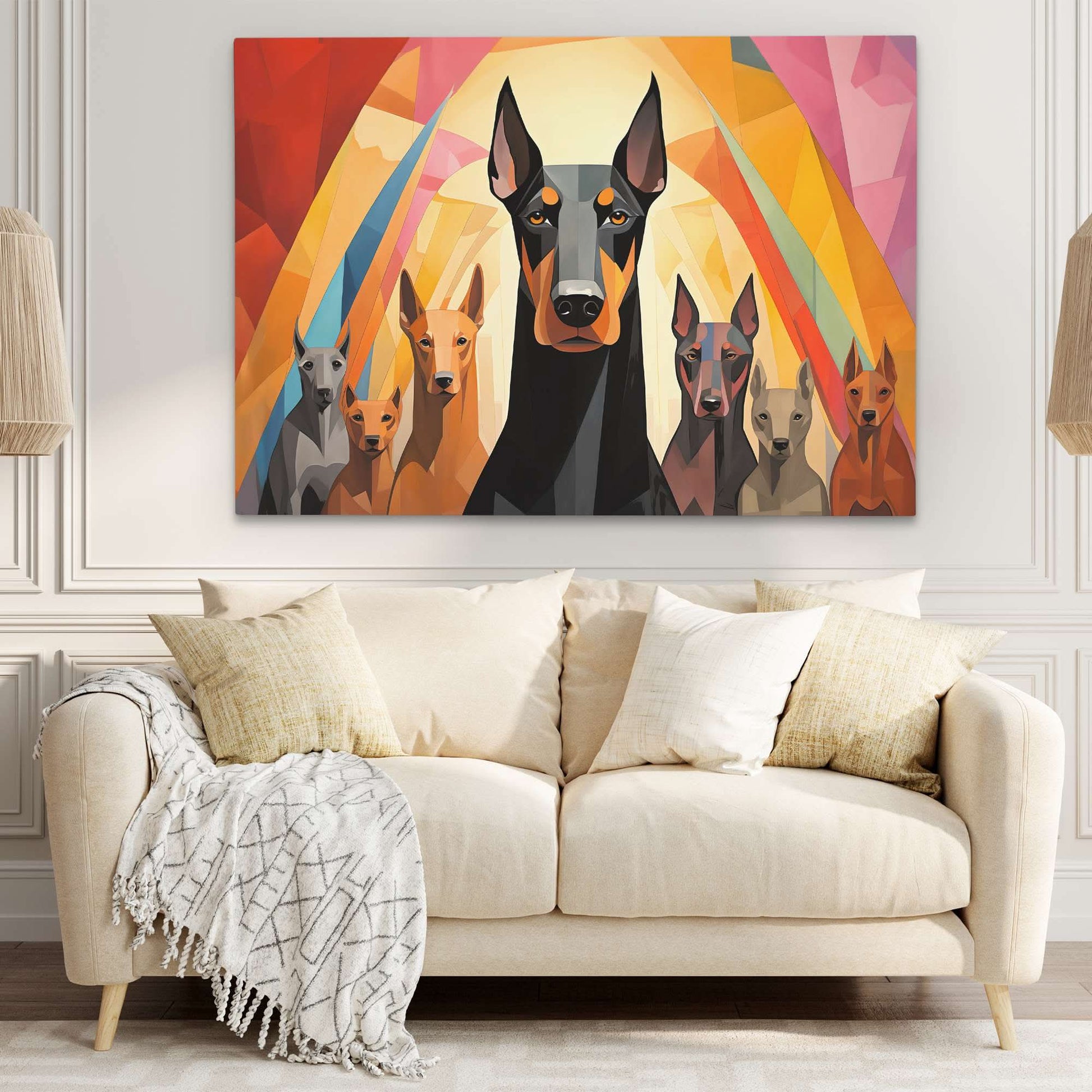 Doberman's On Duty - Doberman Wall Art in Black Frame