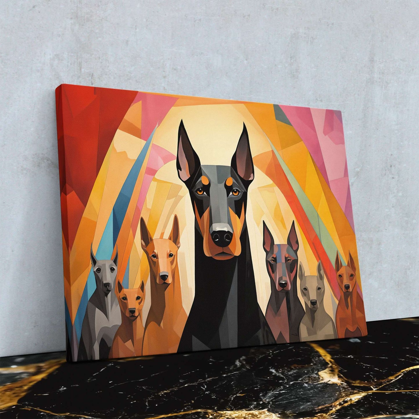 Doberman's On Duty - Large Canvas Print