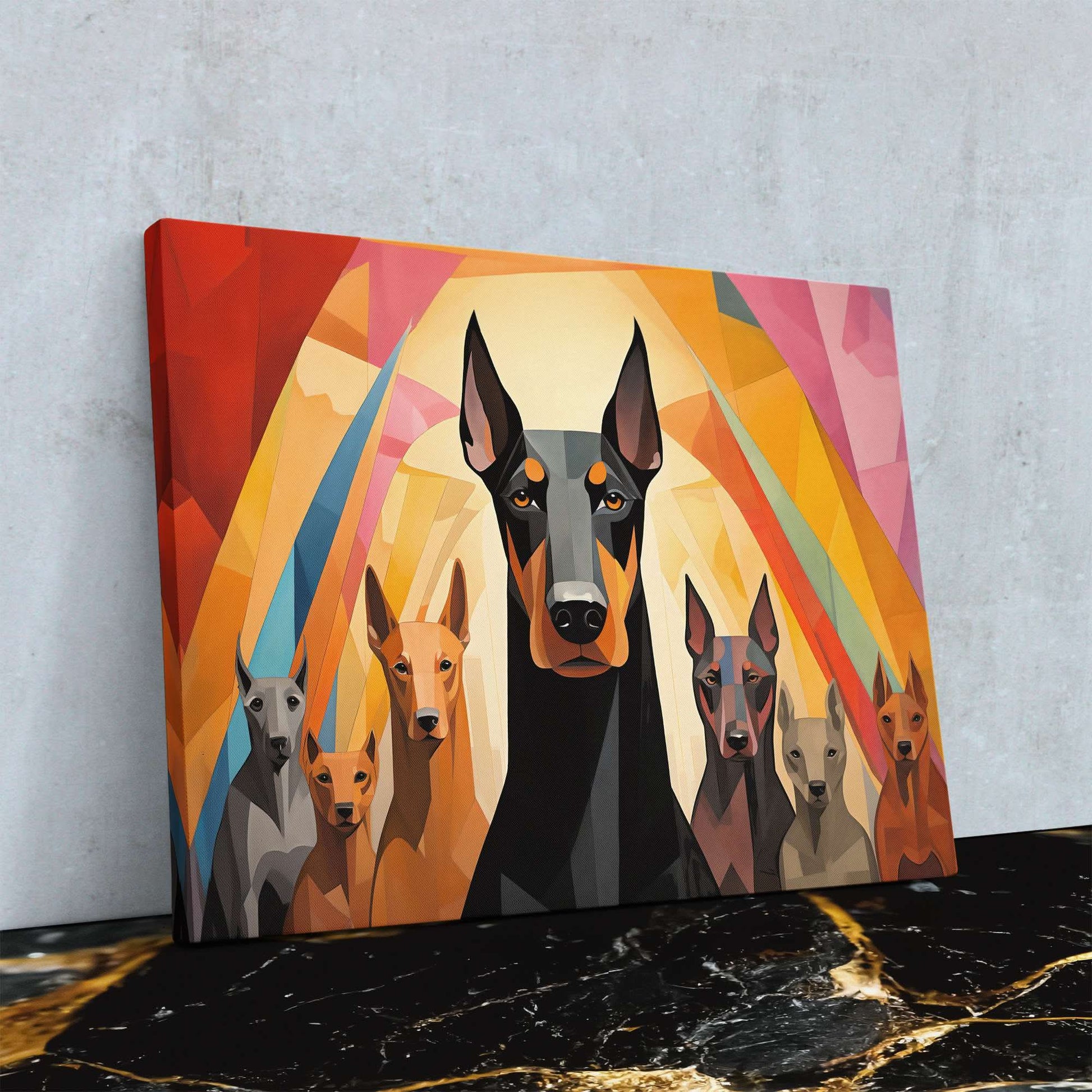 Doberman's On Duty - Large Canvas Print