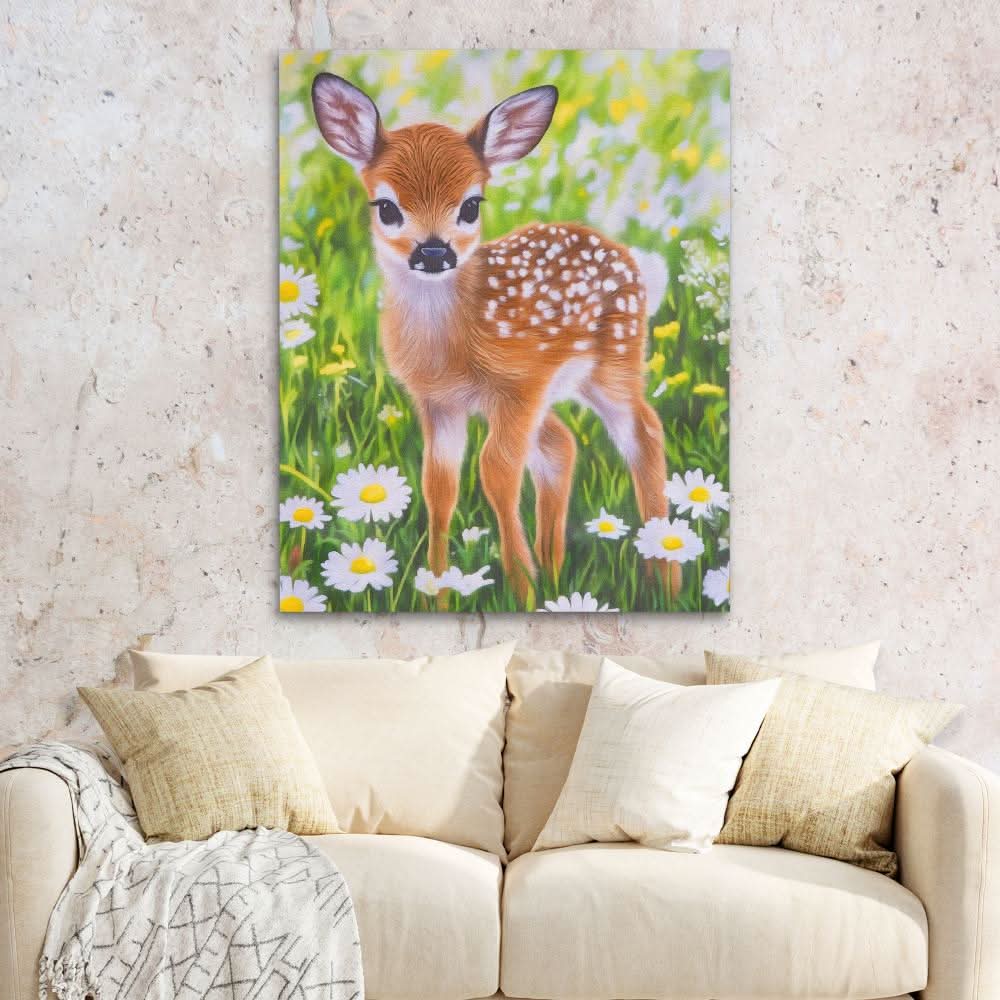 Doe in Daisies - Animals Art for Bedroom