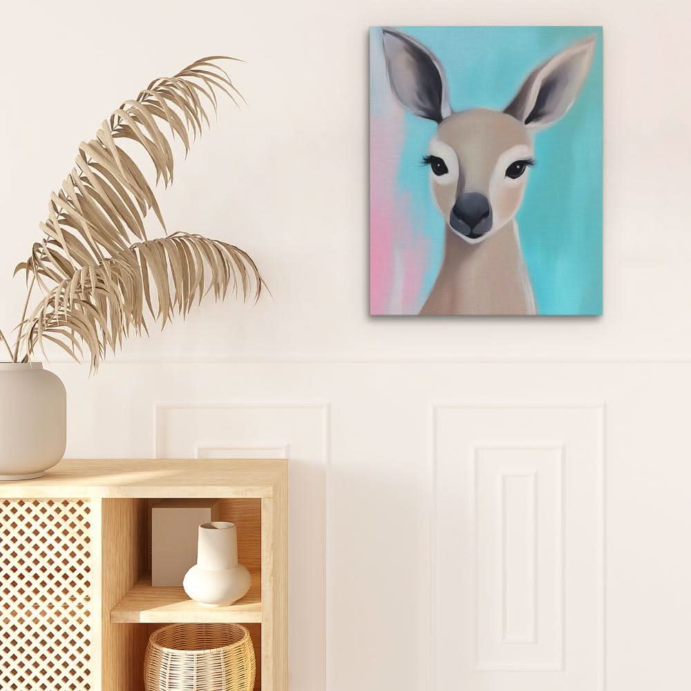 Doe’s Whisper - Blue Wall Art for Living Room