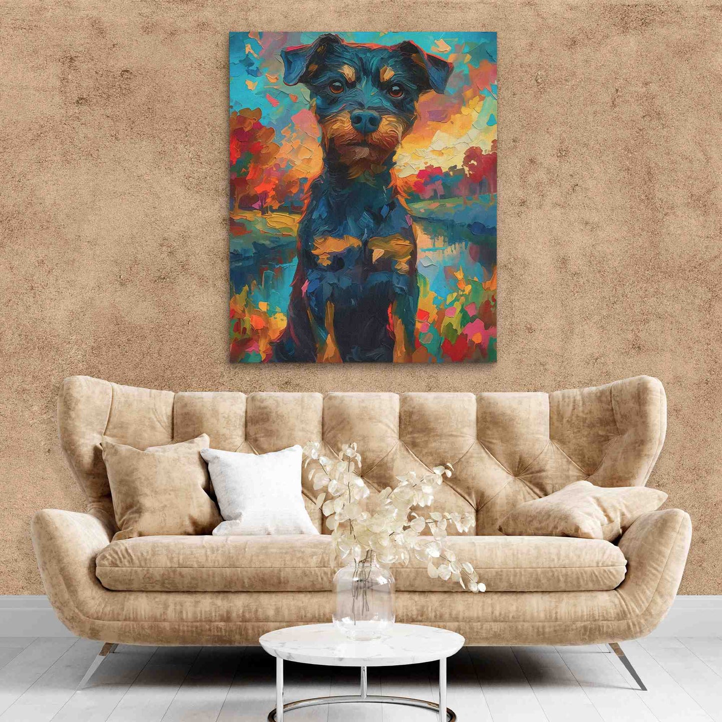 Dog in the Park - Dog Wall Art in Black Frame