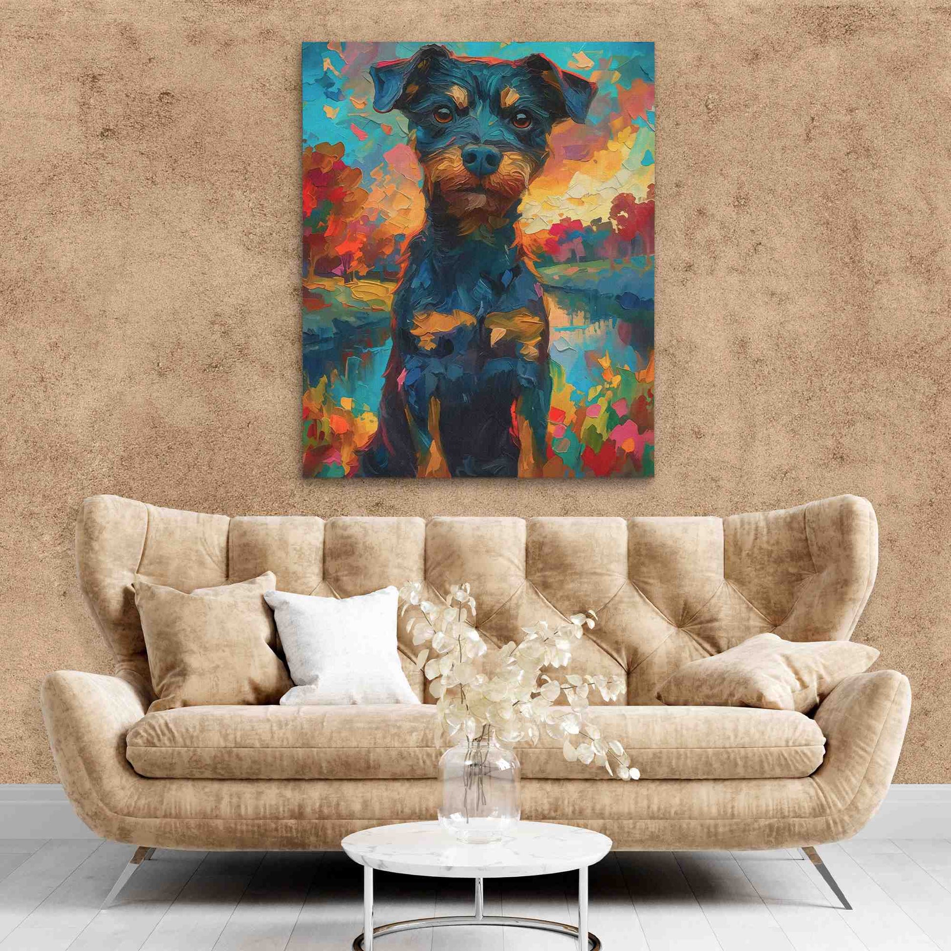 Dog in the Park - Dog Wall Art in Black Frame
